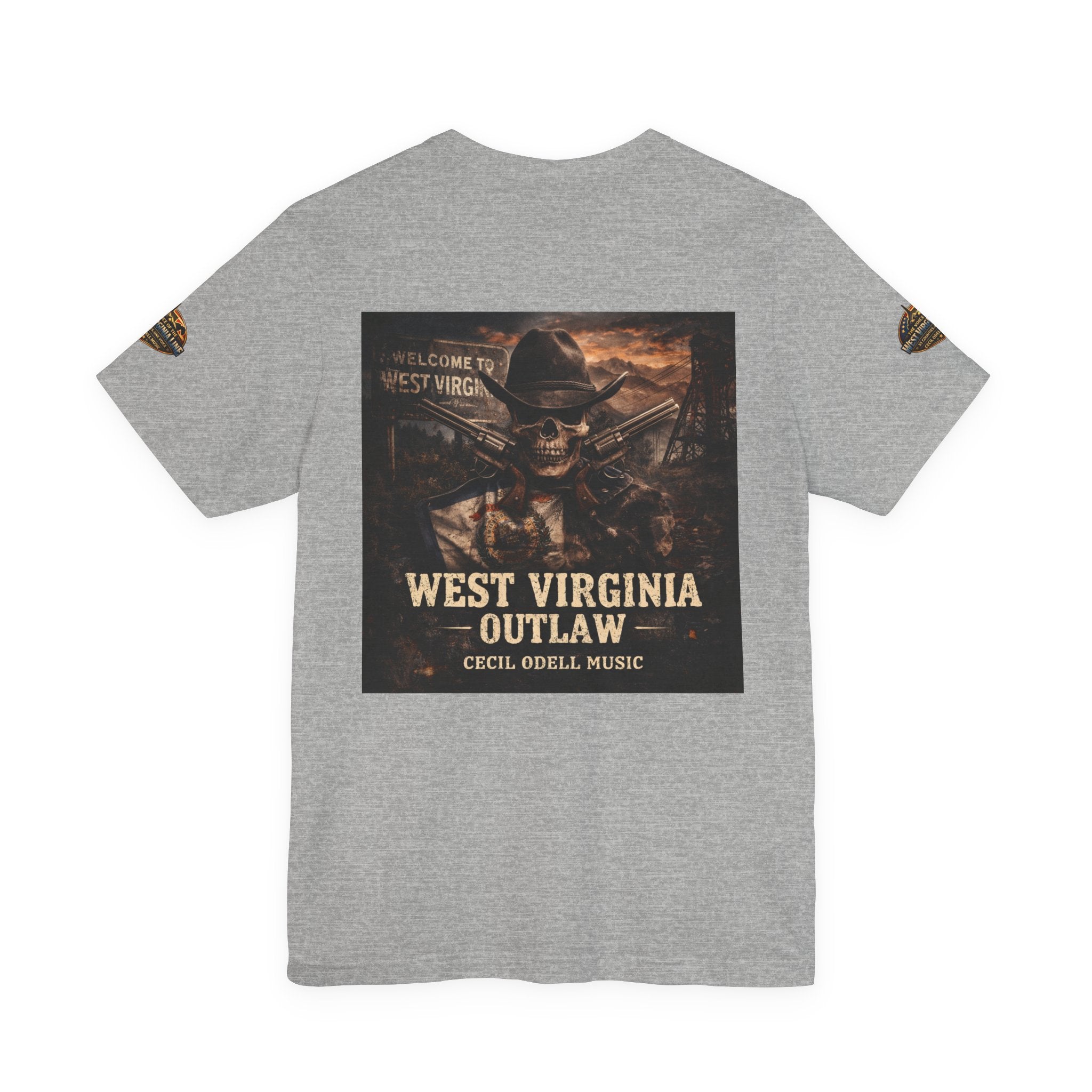 West Virginia Outlaw T-Shirt: Rustic Skull & Guns Country Graphic Tee