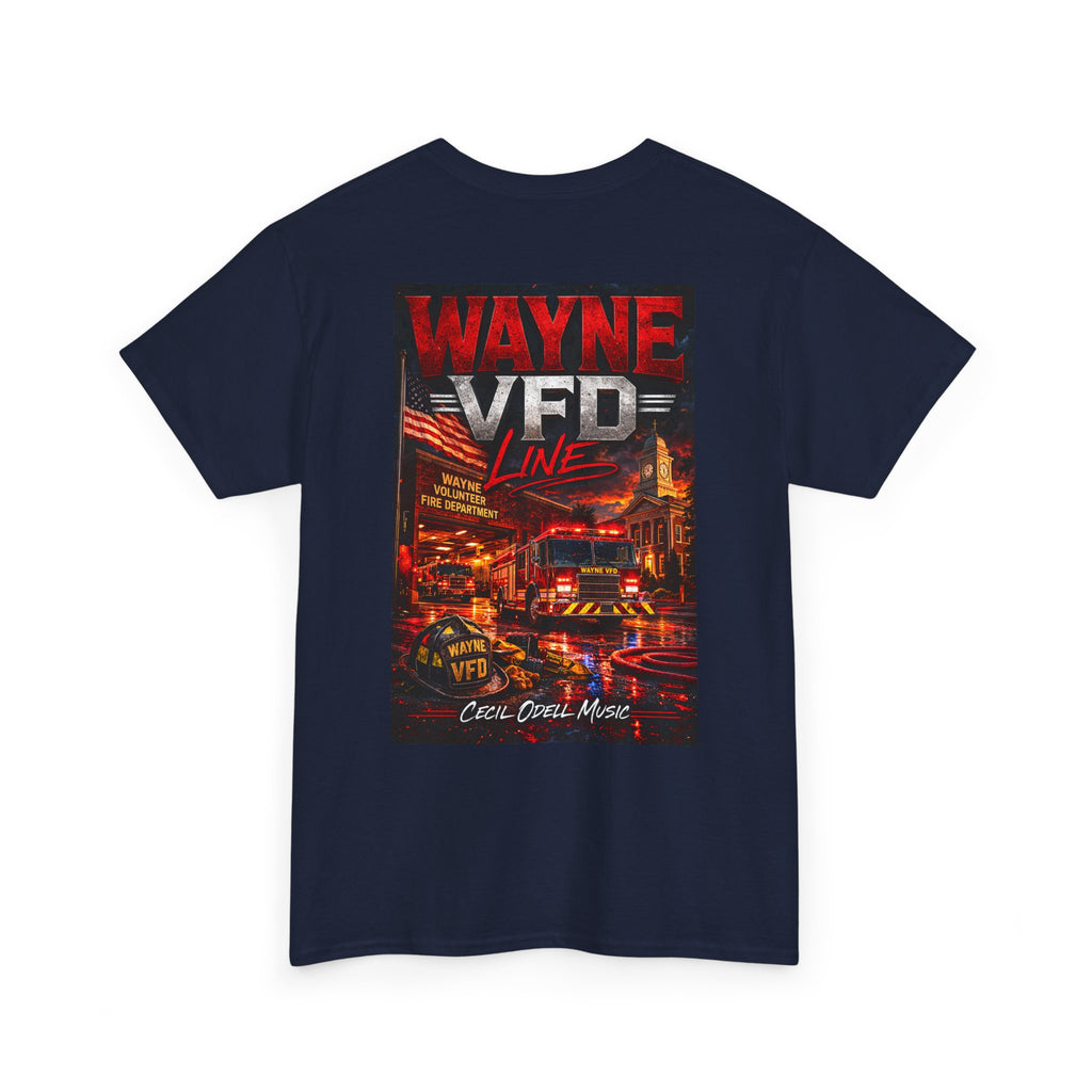 Wayne VFD Line Graphic Tee: Retro Firefighter Poster Shirt