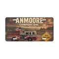 Firefighter License Plate: 'ANMOORE Company One' Design, 'Hold That Line!' Vanity Plate
