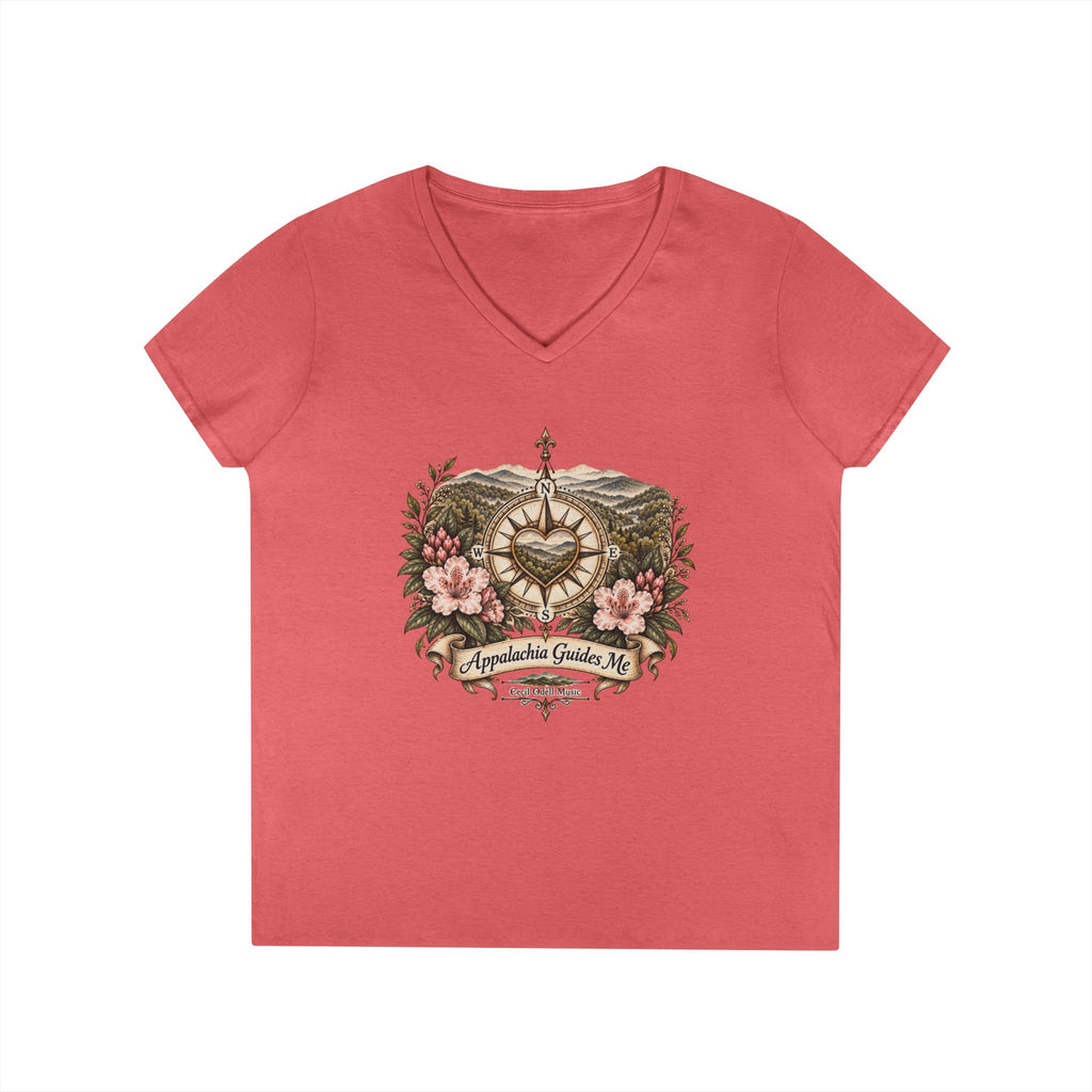 Appalachian Guide Floral Compass V-Neck Tee