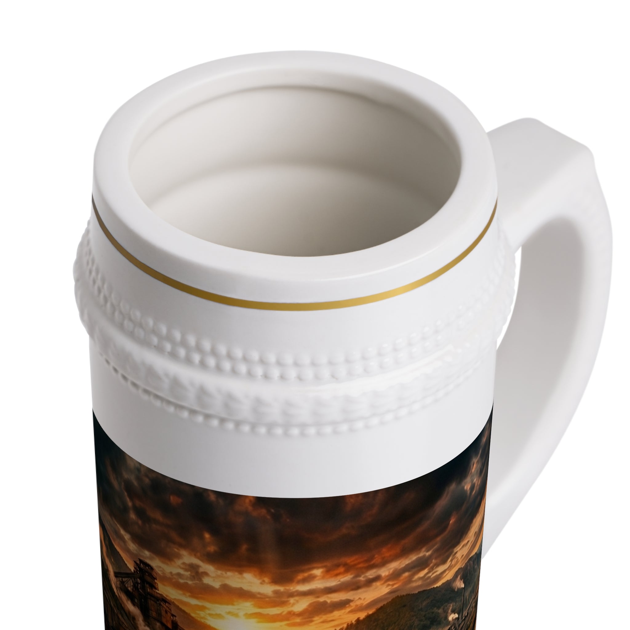 West Virginia Freedom Stein Mug: Rustic Mountain Sunset Beer Stein