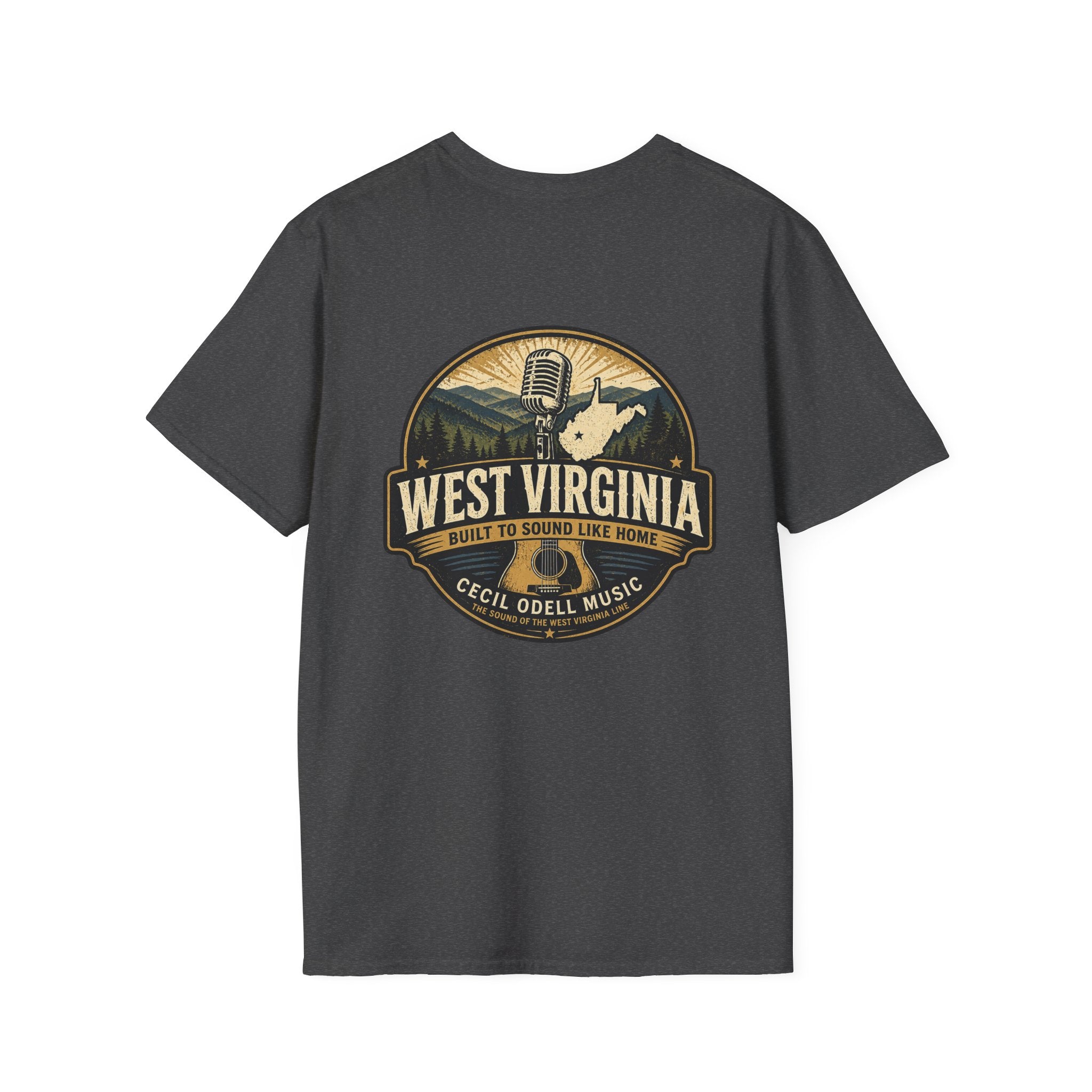 West Virginia Music T-Shirt: "Built to Sound Like Home" Vintage State Guitar Tee