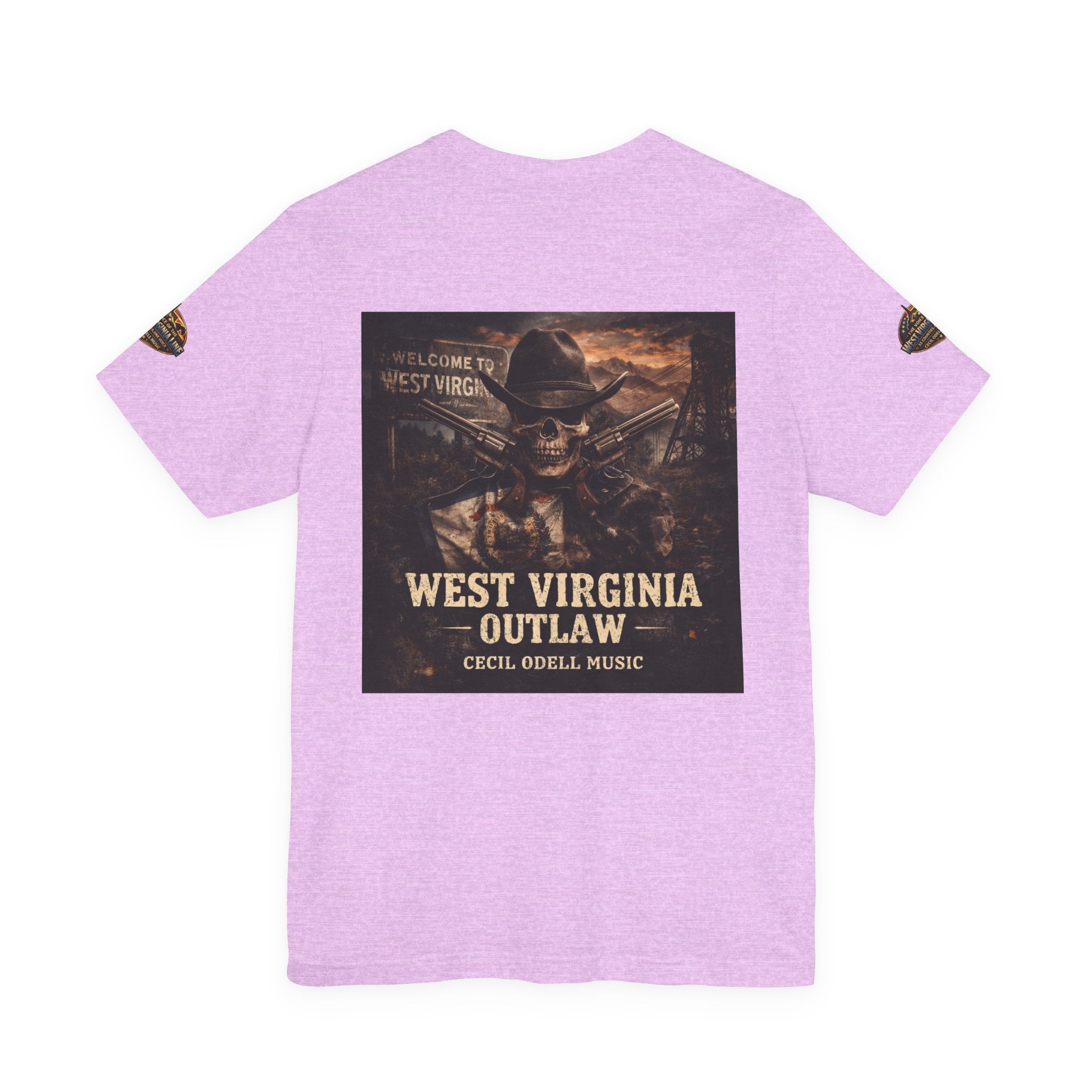 West Virginia Outlaw T-Shirt: Rustic Skull & Guns Country Graphic Tee