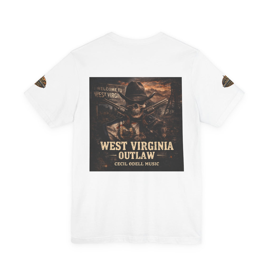 West Virginia Outlaw T-Shirt: Rustic Skull & Guns Country Graphic Tee