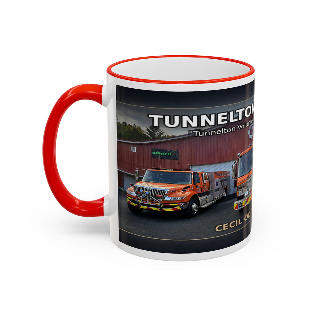 Fire Truck Photo Accent Rim Mug: "Cecil Odell Music" Volunteer Fire Department Tribute (11oz/15oz)