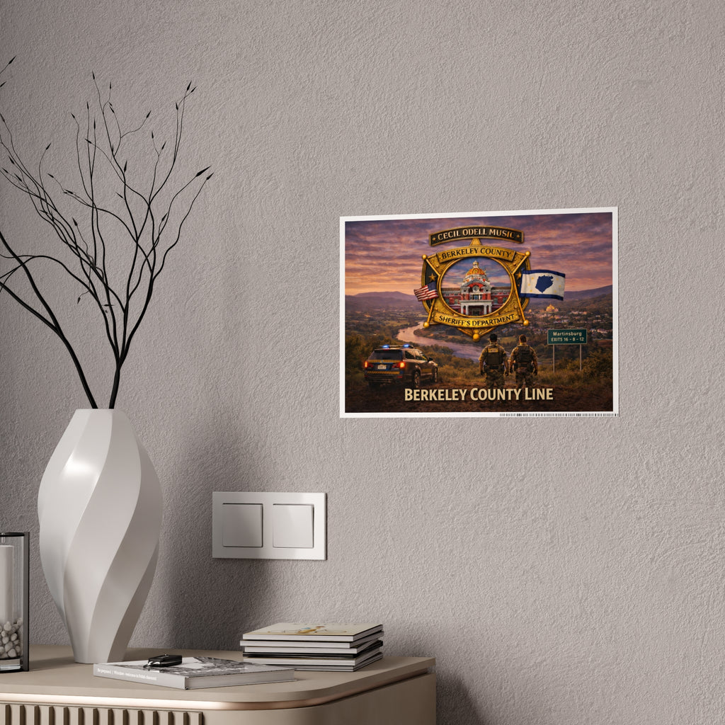Berkeley County Line Gloss Poster: Sheriff’s Department Badge Scenic Tribute