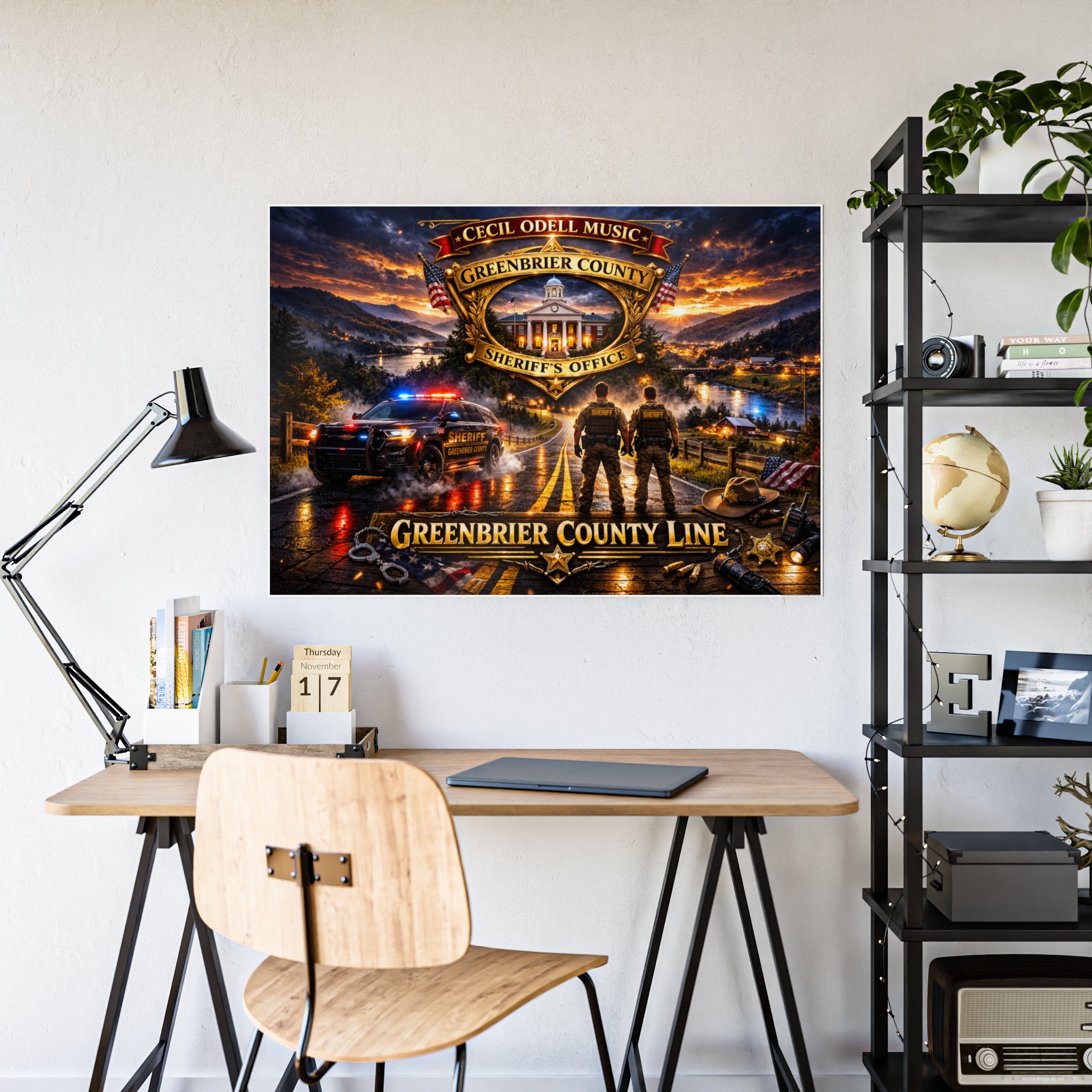 Greenbrier County Sheriff Poster: Gloss Police Tribute Wall Art