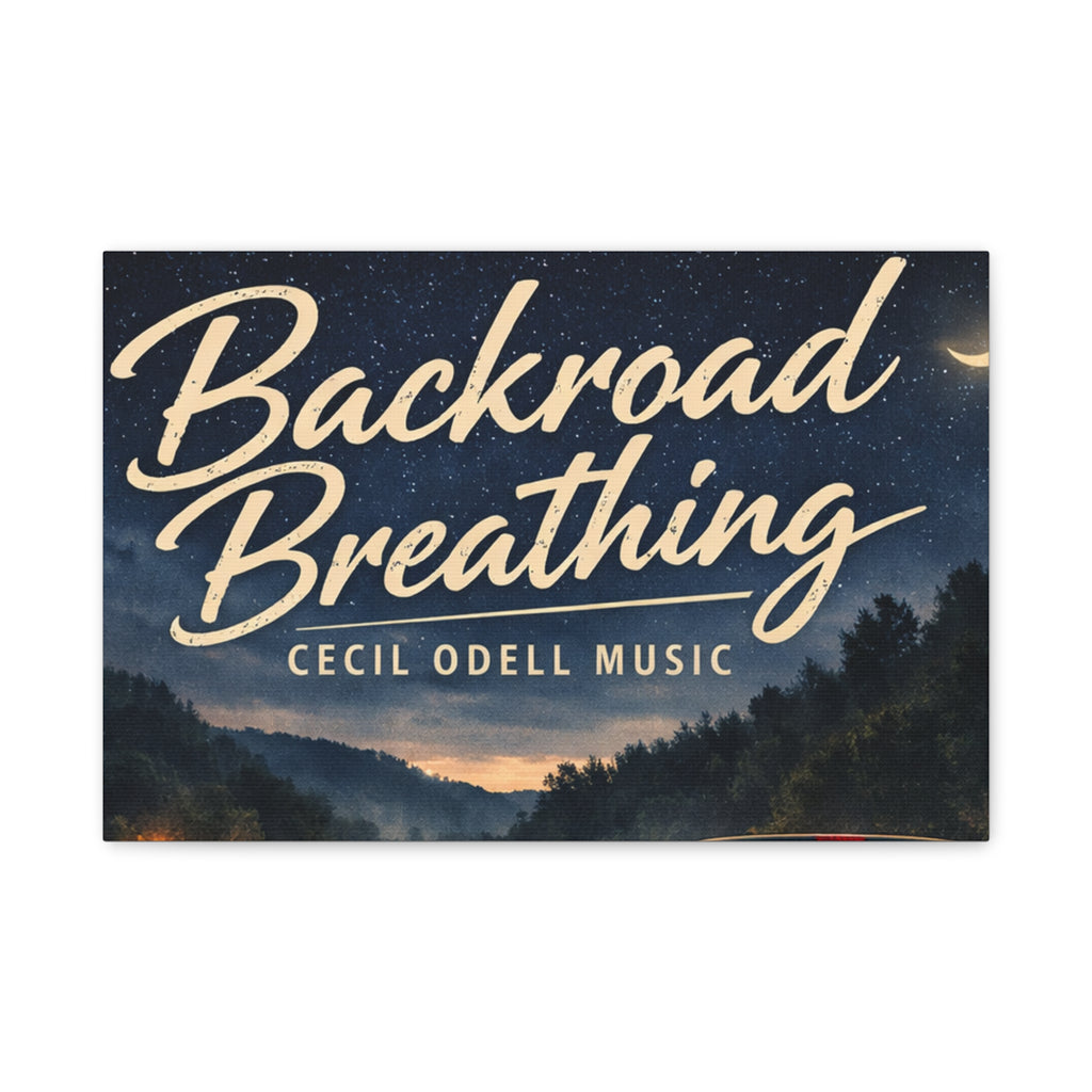 Backroad Breathing Matte Canvas Wall Art: Night Truck Landscape Music Print