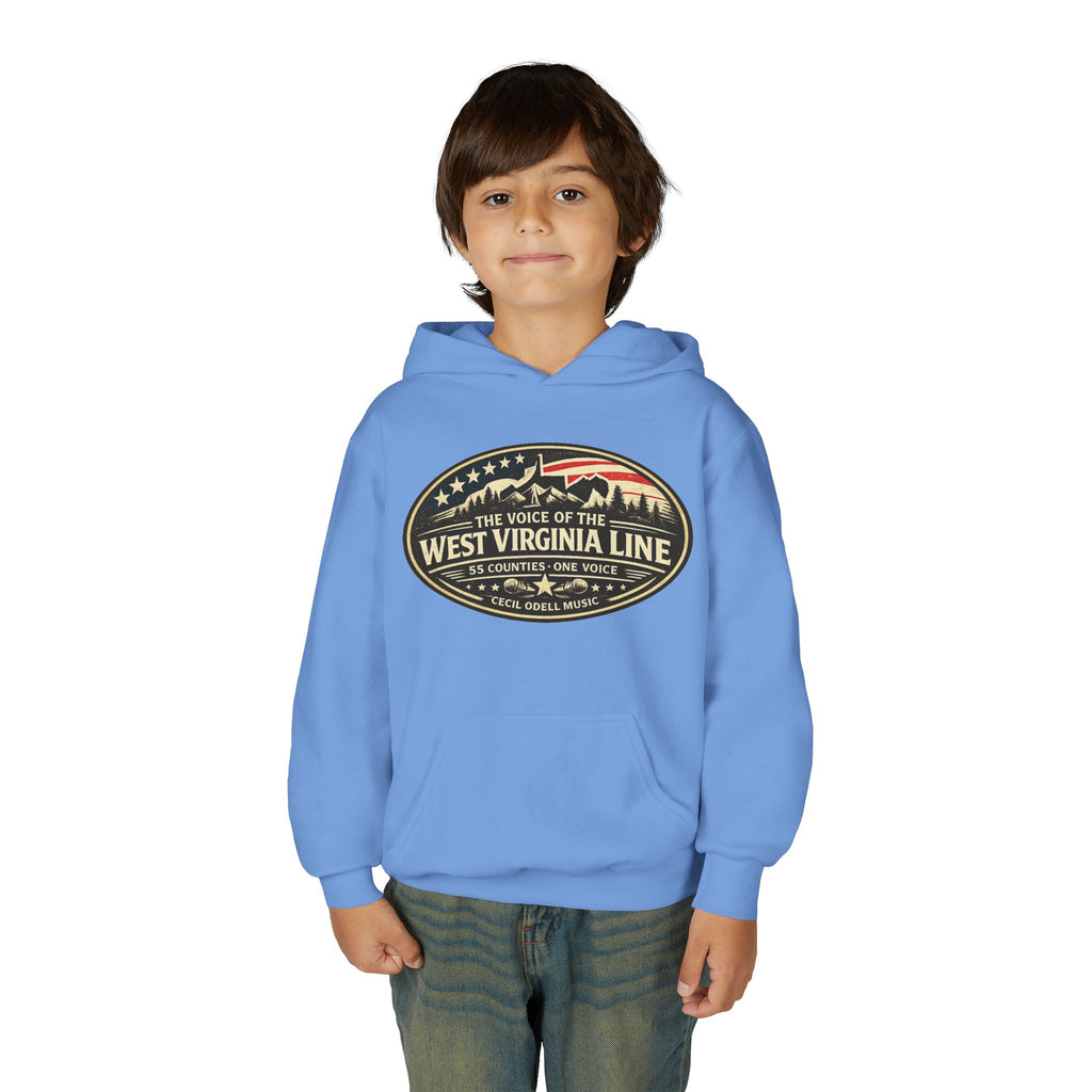 Youth Hoodie - '55 County Line' West Virginia Line Music Graphic Pullover