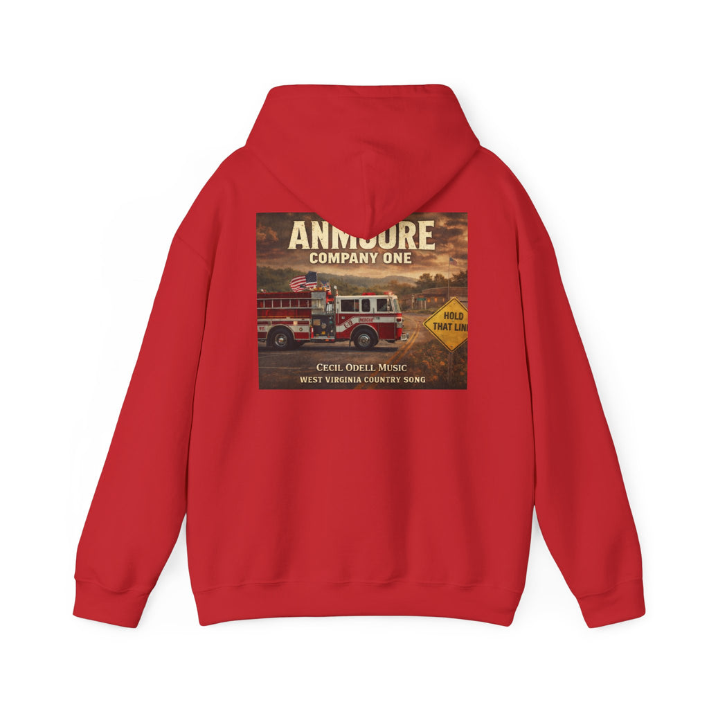 Firetruck Graphic Hoodie: Anmoore Company One Vintage Rescue Music Crewneck