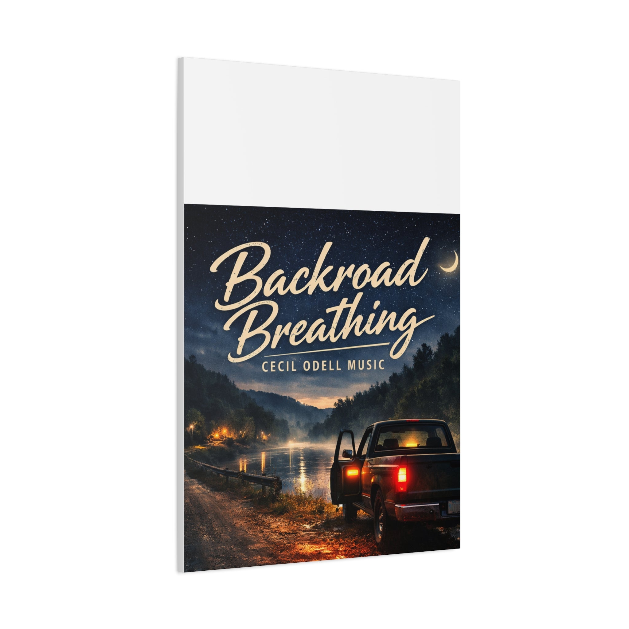 Backroad Breathing Matte Canvas Wall Art: Night Truck Landscape Music Print