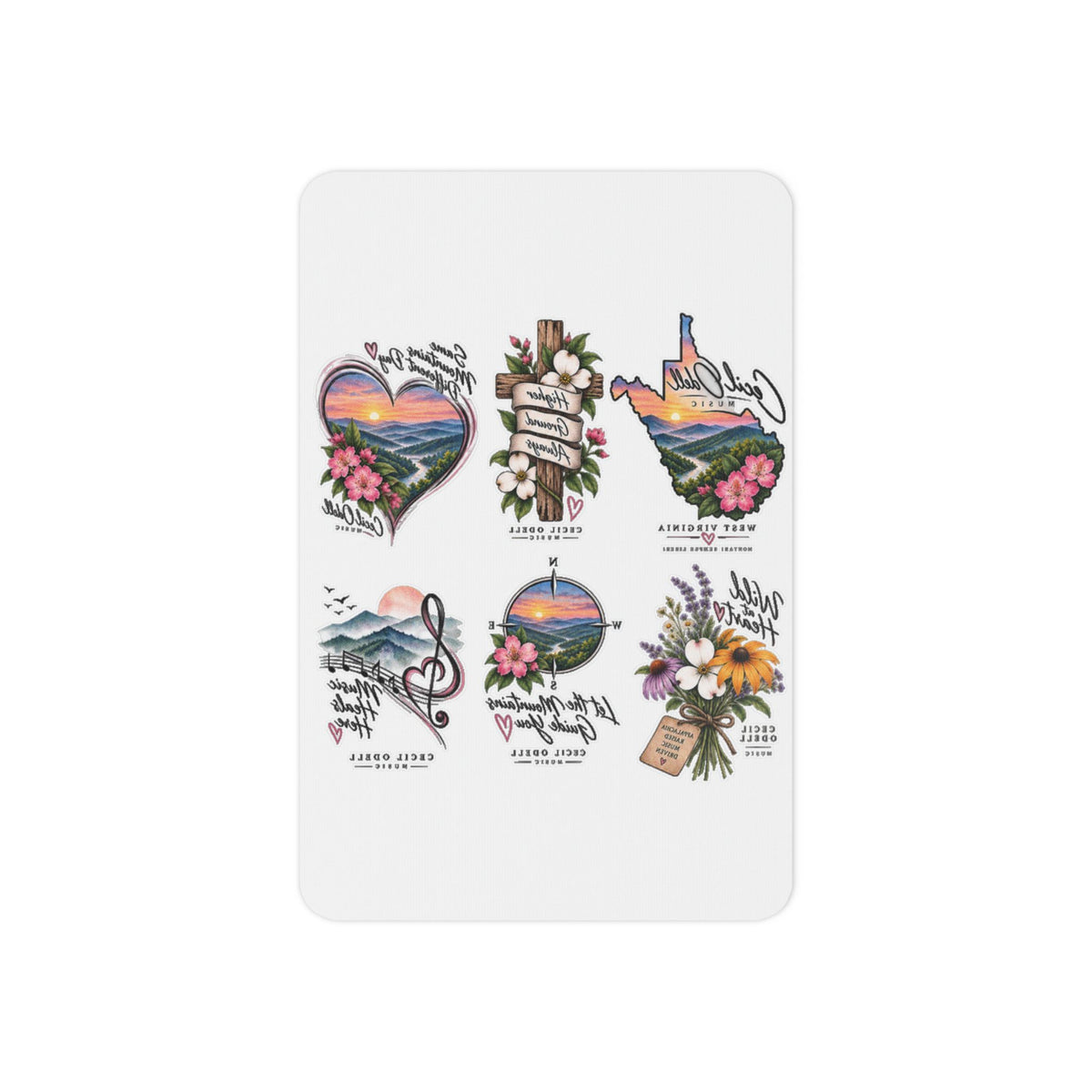 Scenic Sunset Temporary Tattoo Sheet — Floral State & Nature Designs