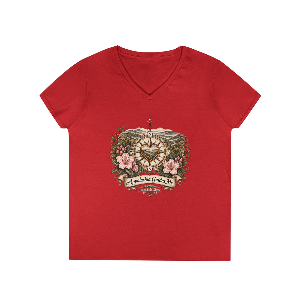 Appalachian Guide Floral Compass V-Neck Tee