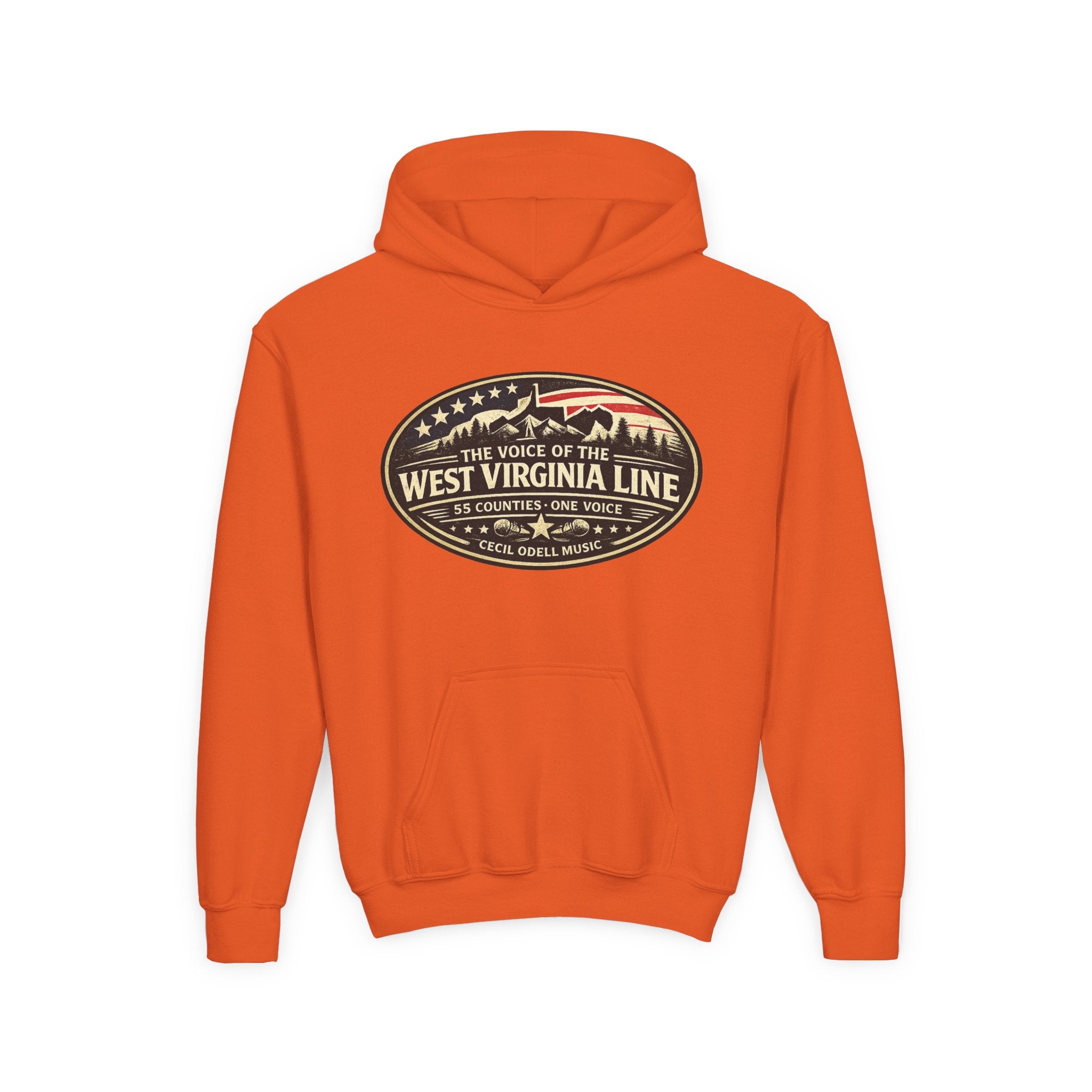 Youth Hoodie - '55 County Line' West Virginia Line Music Graphic Pullover