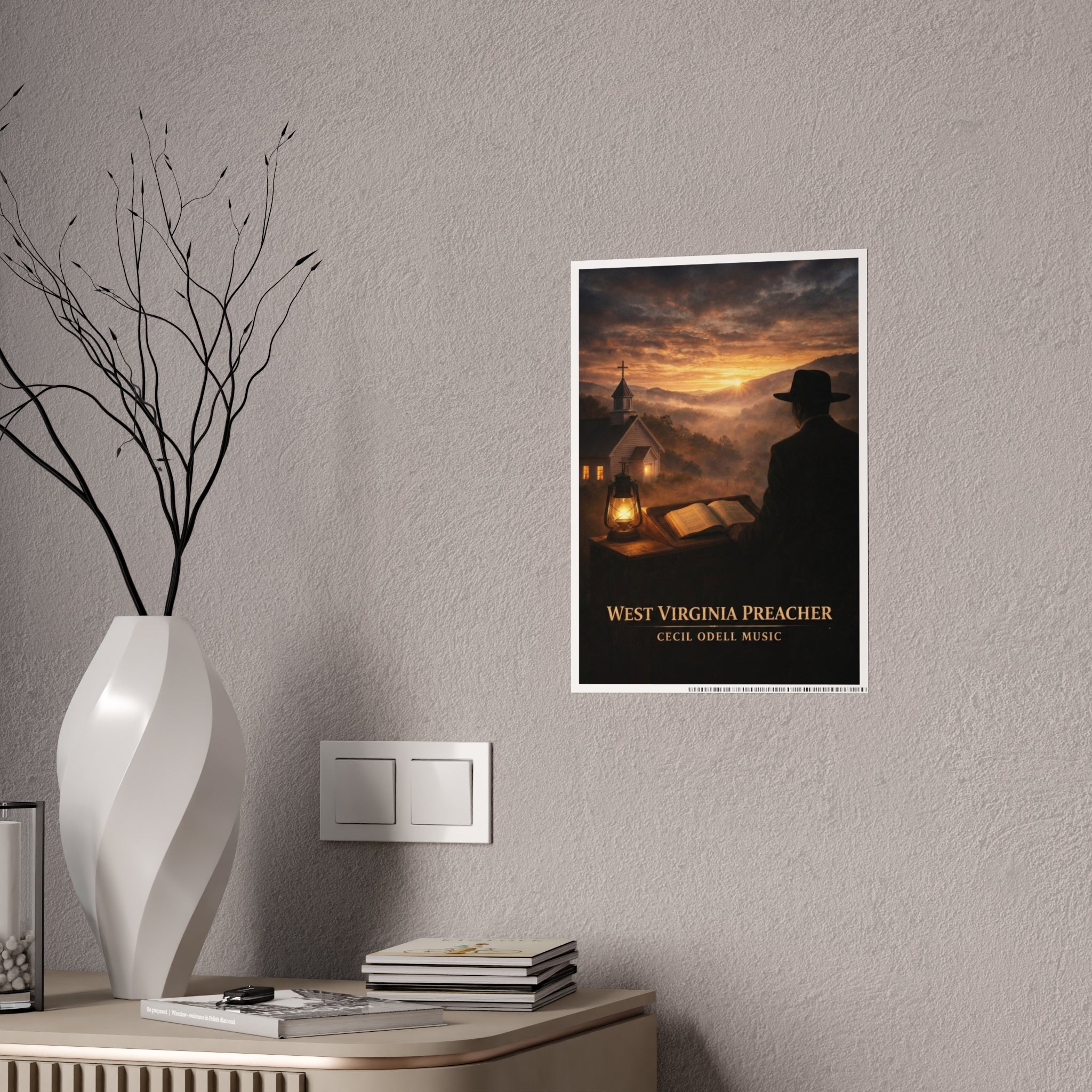 West Virginia Preacher Gloss Poster: Rustic Sunset Church Wall Art