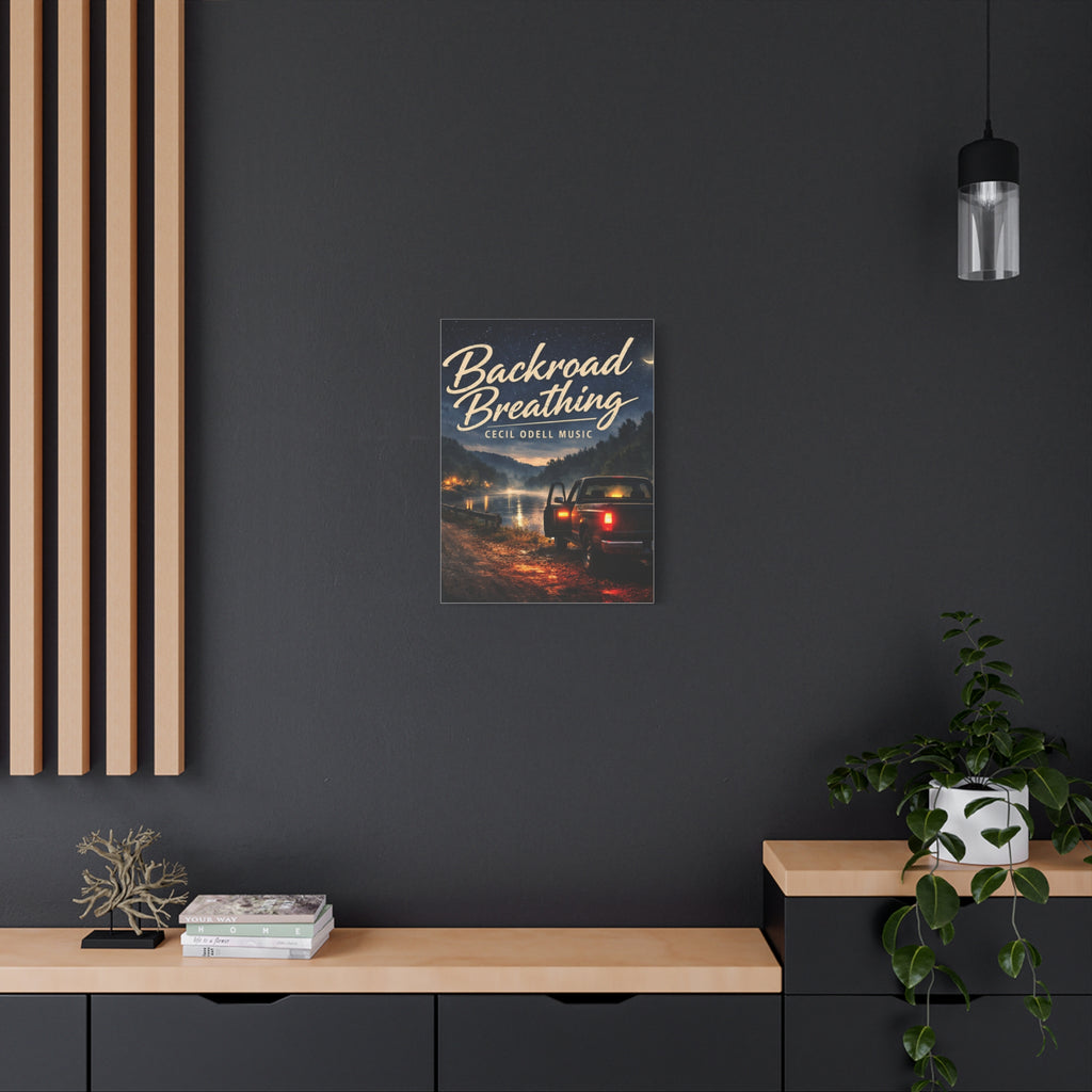 Backroad Breathing Matte Canvas Wall Art: Night Truck Landscape Music Print