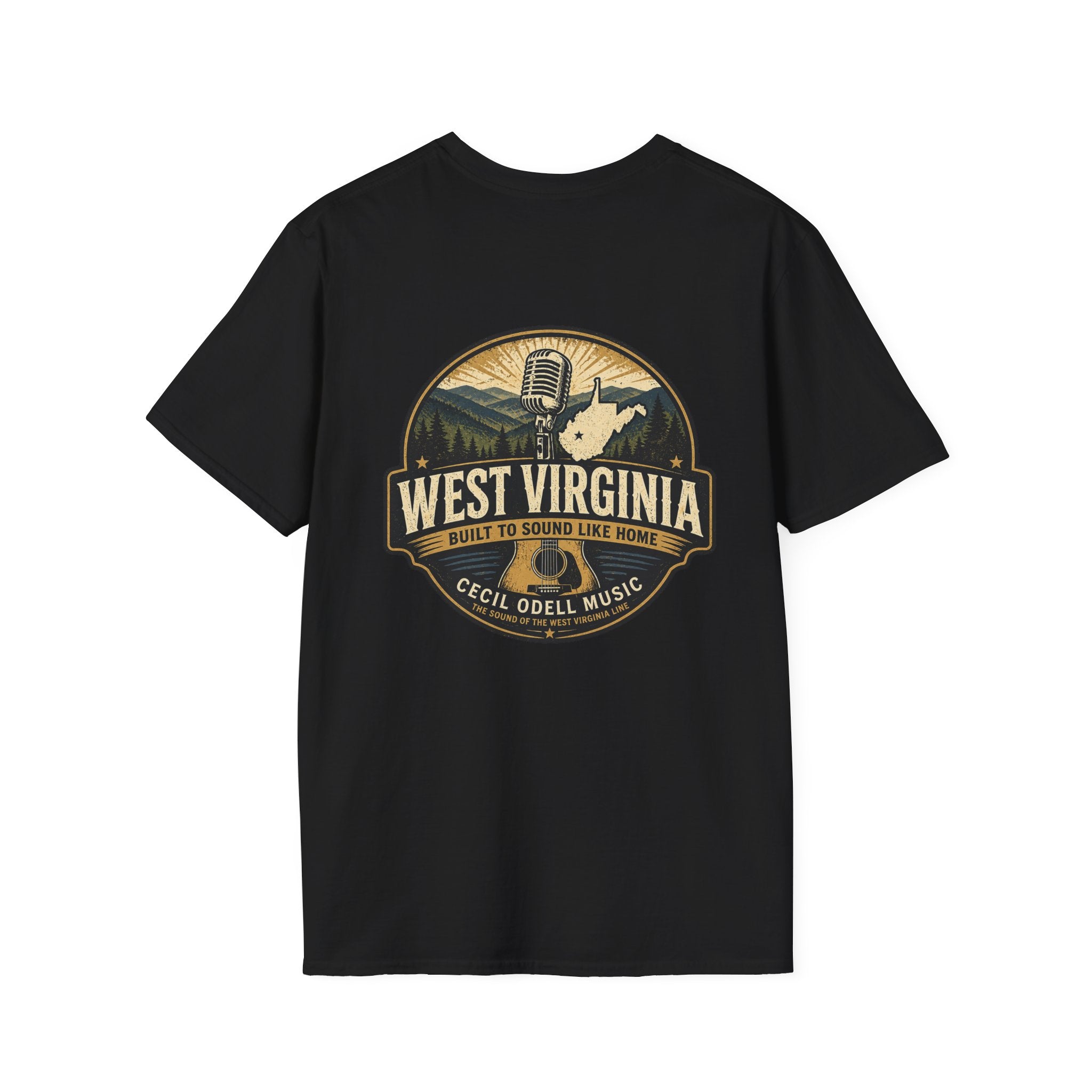 West Virginia Music T-Shirt: "Built to Sound Like Home" Vintage State Guitar Tee