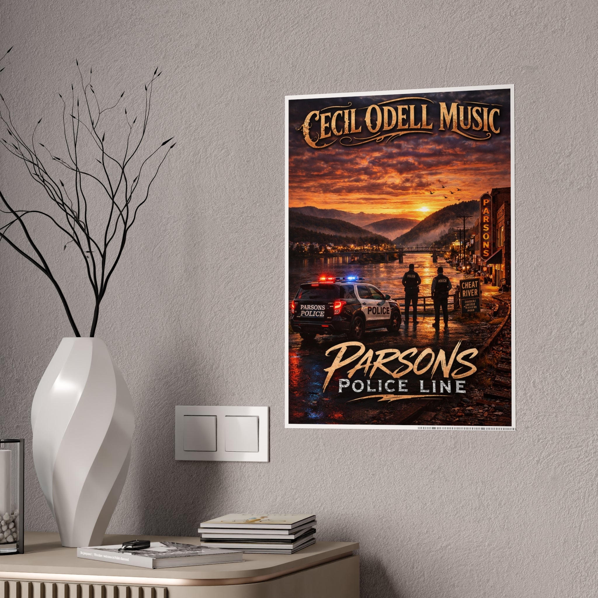 Police Line Poster: "Parsons" Sunset Crime Scene Music Print