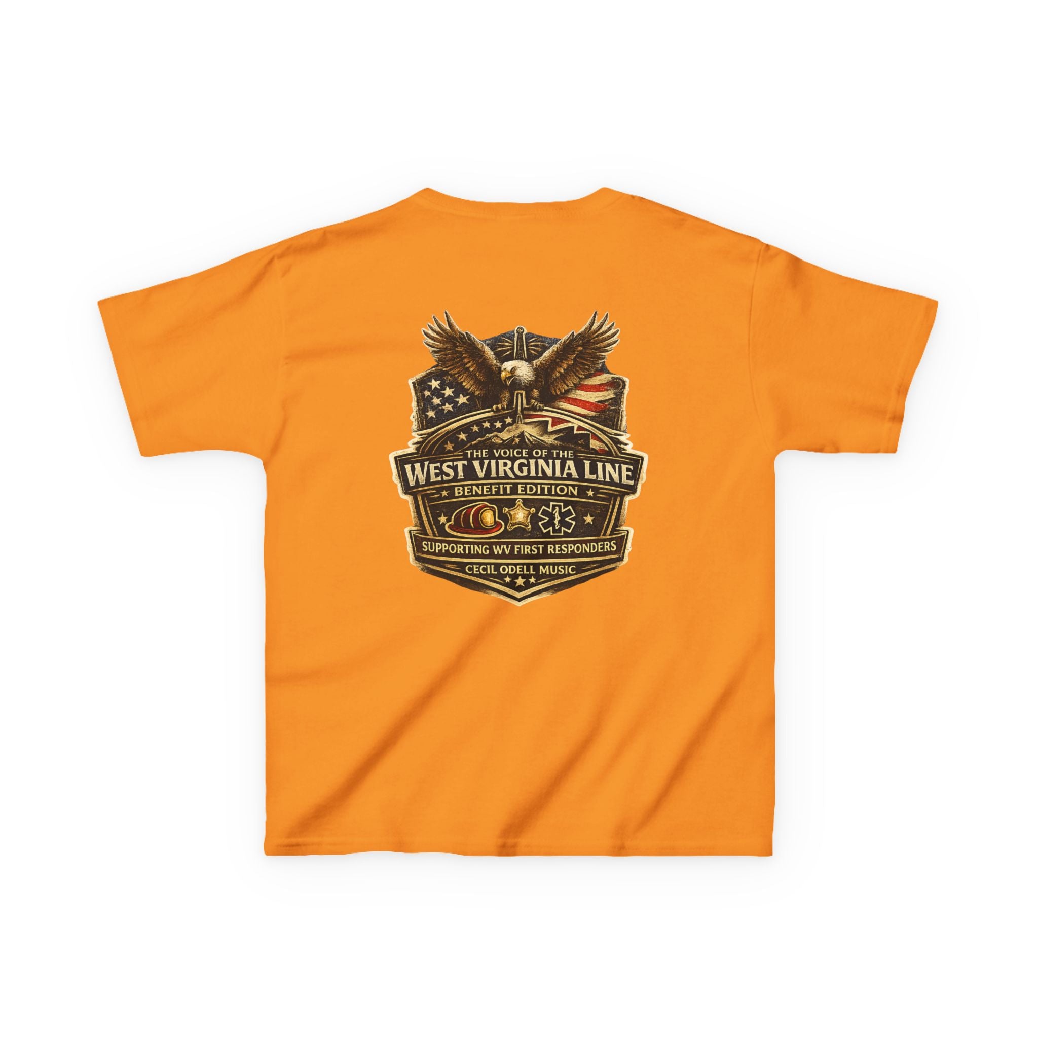 Kids T‑Shirt: Vintage West Virginia Line Badge with Eagle & American Flag