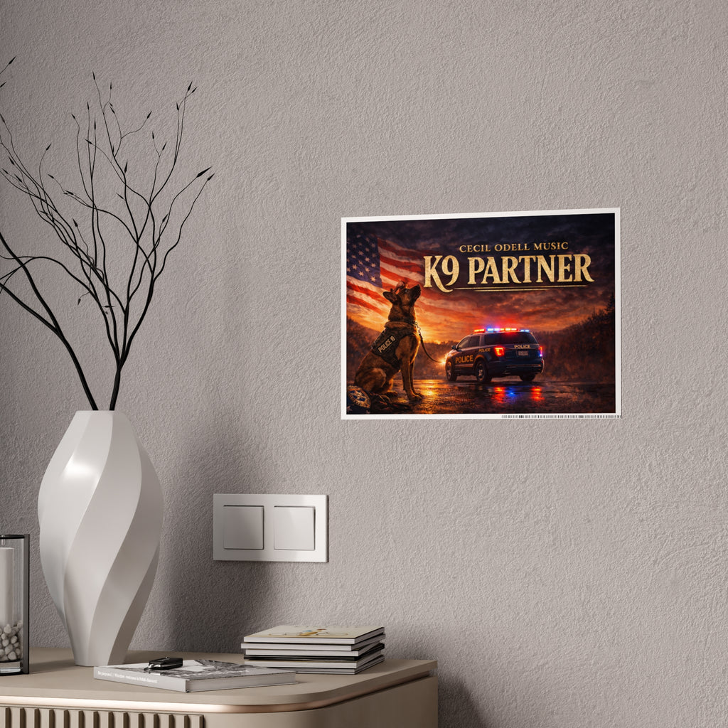 K9 Partner Gloss Poster: Patriotic Police K9 Tribute Wall Art