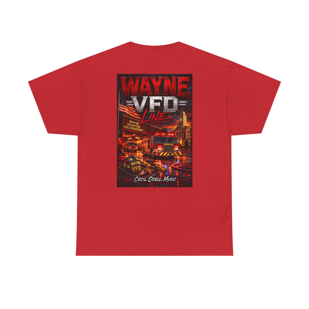Wayne VFD Line Graphic Tee: Retro Firefighter Poster Shirt