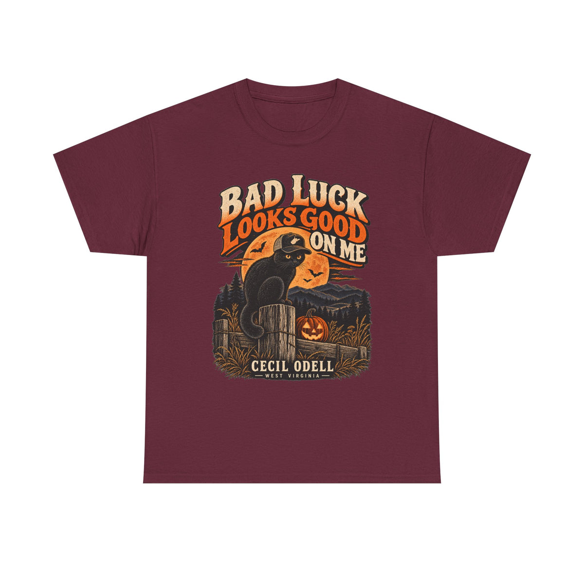 Bad Luck Looks Good on Me Halloween Tee | Cecil Odell