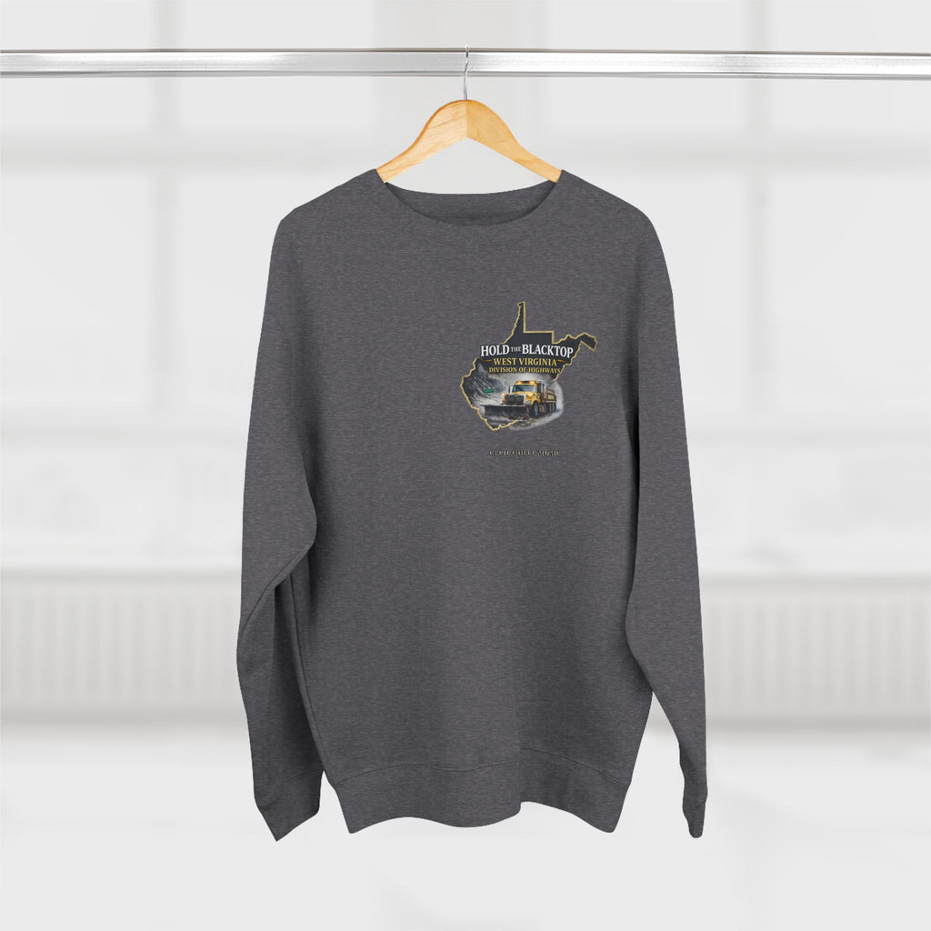 West Virginia Blacktop Crewneck Sweatshirt: 'Hold the Blacktop' State Graphic