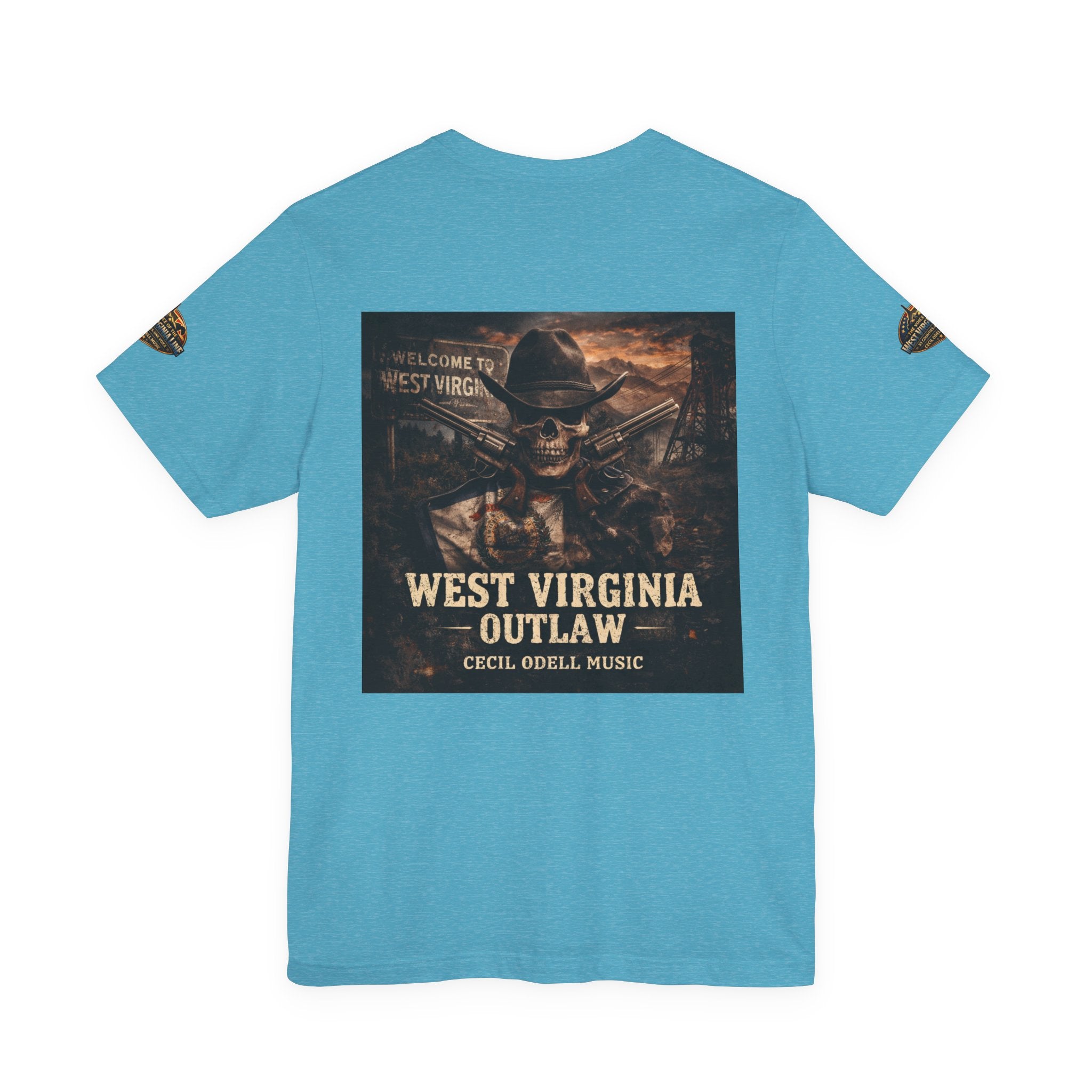 West Virginia Outlaw T-Shirt: Rustic Skull & Guns Country Graphic Tee
