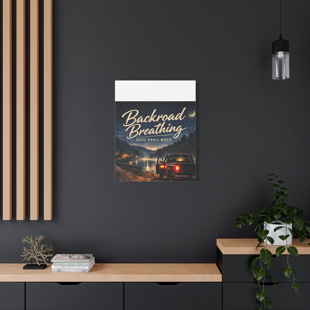 Backroad Breathing Matte Canvas Wall Art: Night Truck Landscape Music Print