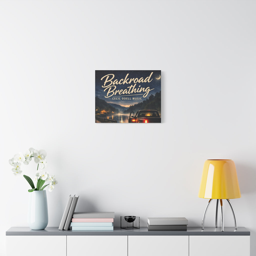 Backroad Breathing Matte Canvas Wall Art: Night Truck Landscape Music Print