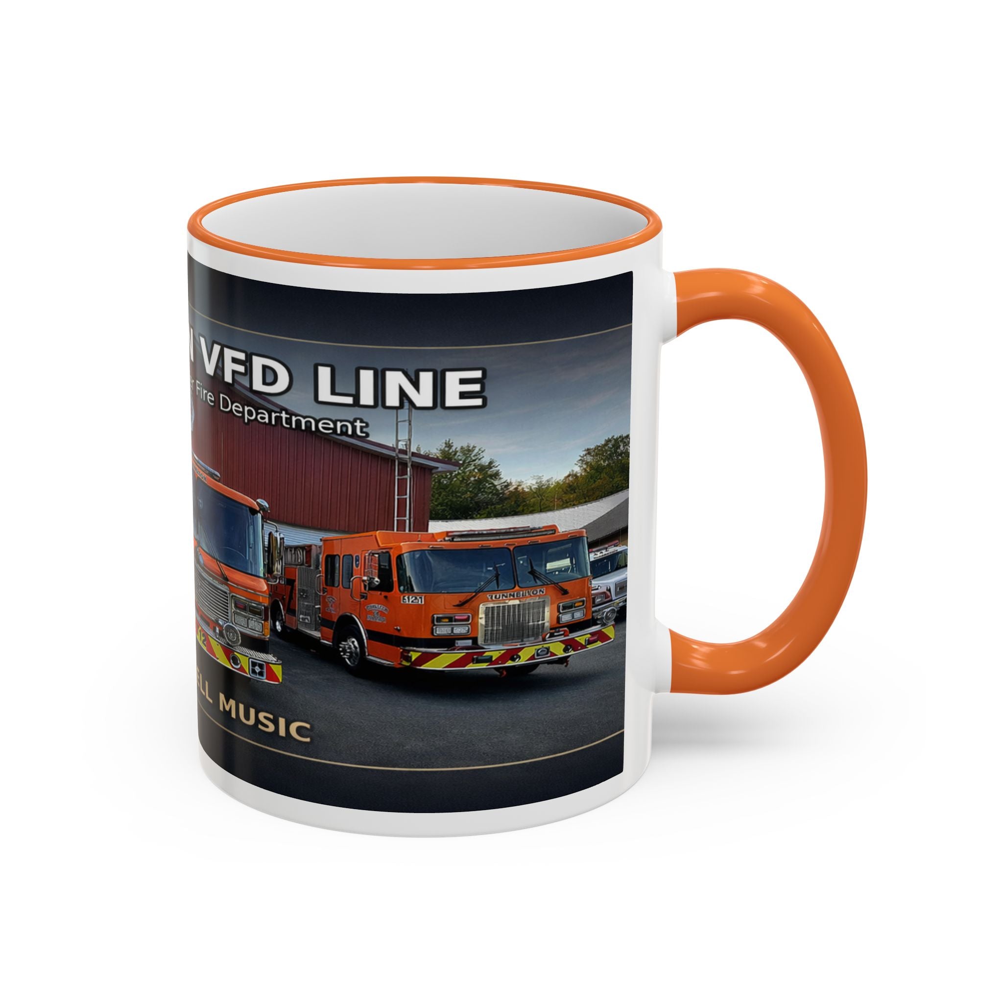Fire Truck Photo Accent Rim Mug: "Cecil Odell Music" Volunteer Fire Department Tribute (11oz/15oz)