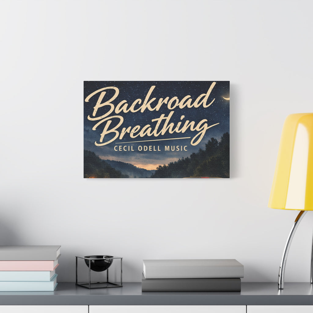 Backroad Breathing Matte Canvas Wall Art: Night Truck Landscape Music Print