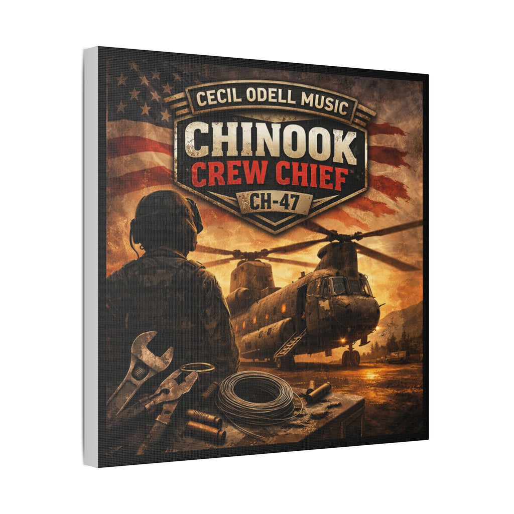 Chinook Crew Chief CH-47 Satin Stretched Canvas Wall Art