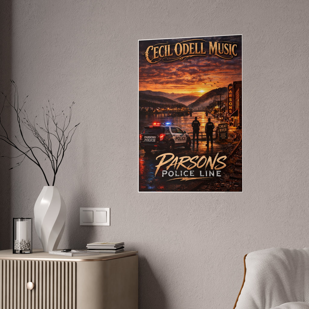 Police Line Poster: "Parsons" Sunset Crime Scene Music Print