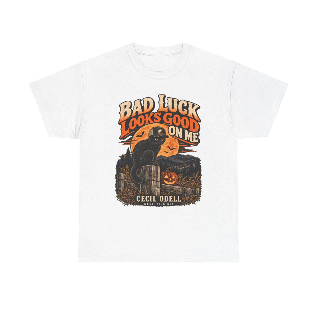 Bad Luck Looks Good on Me Halloween Tee | Cecil Odell