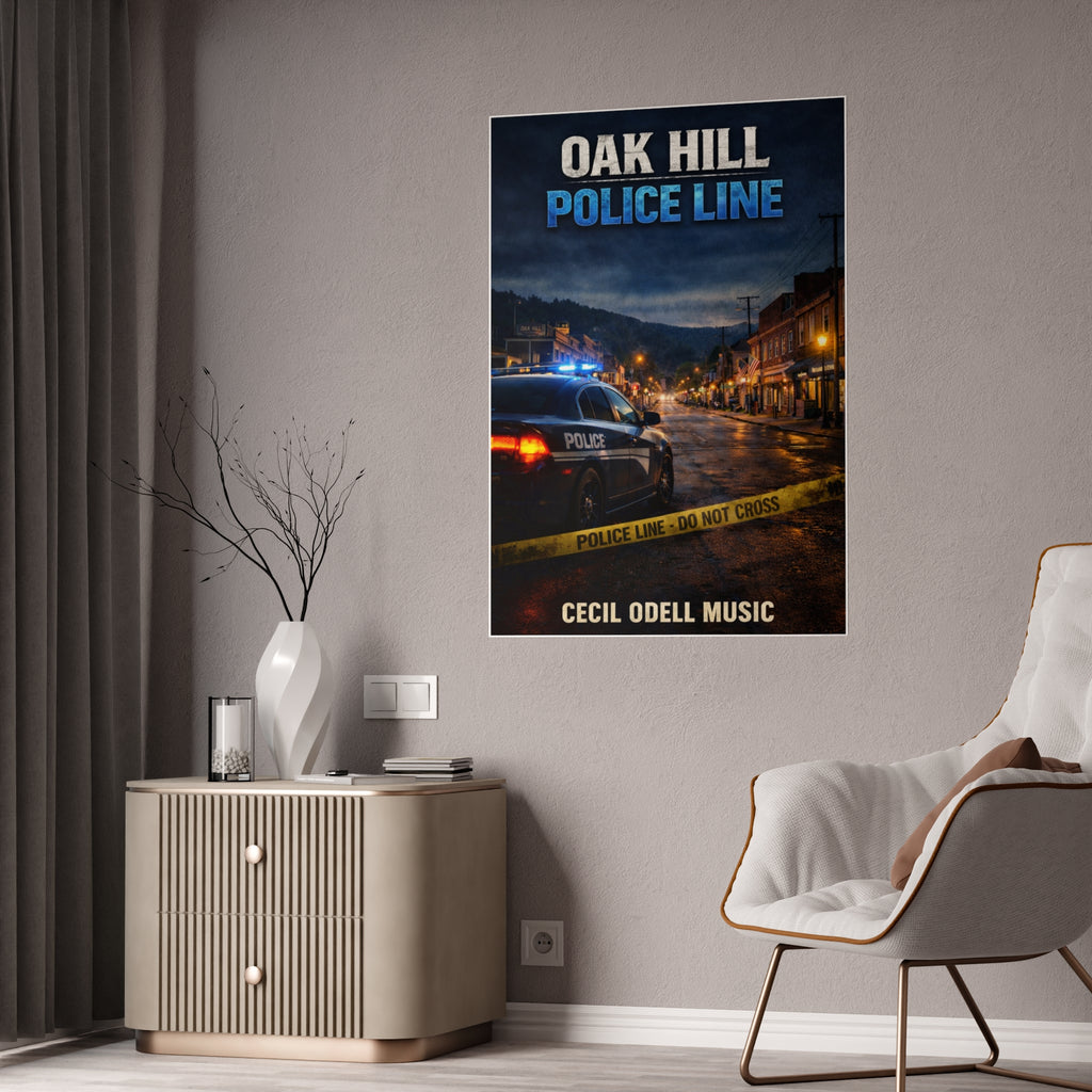 Oak Hill Police Line Gloss Poster: Crime Thriller Movie/Book Wall Art
