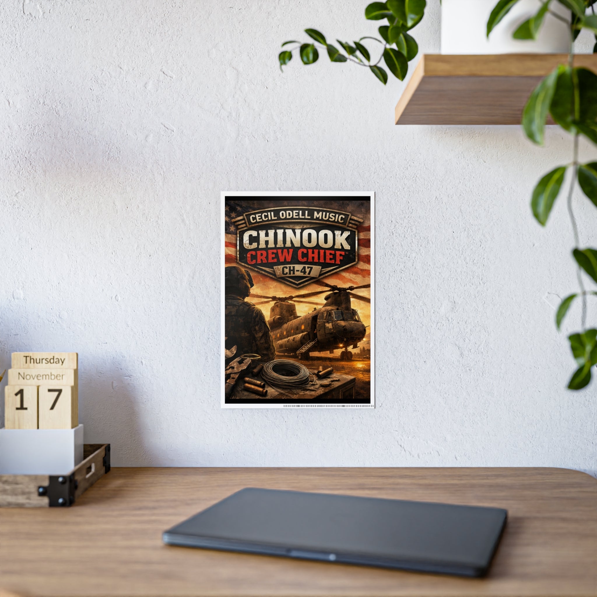 Chinook Crew Chief CH-47 Gloss Poster: Military Helicopter Wall Art