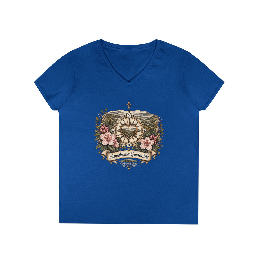 Appalachian Guide Floral Compass V-Neck Tee