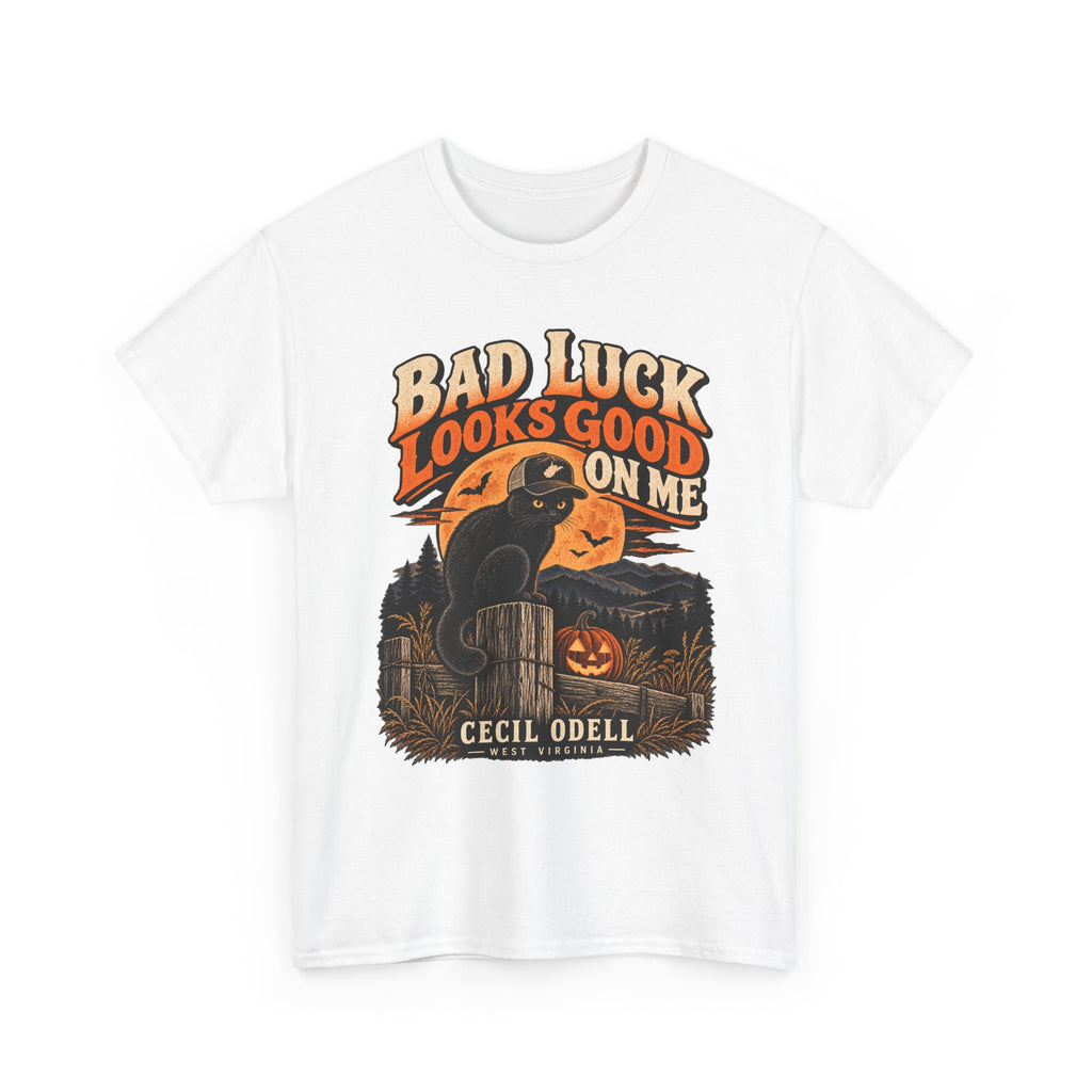 Bad Luck Looks Good on Me Halloween Tee | Cecil Odell