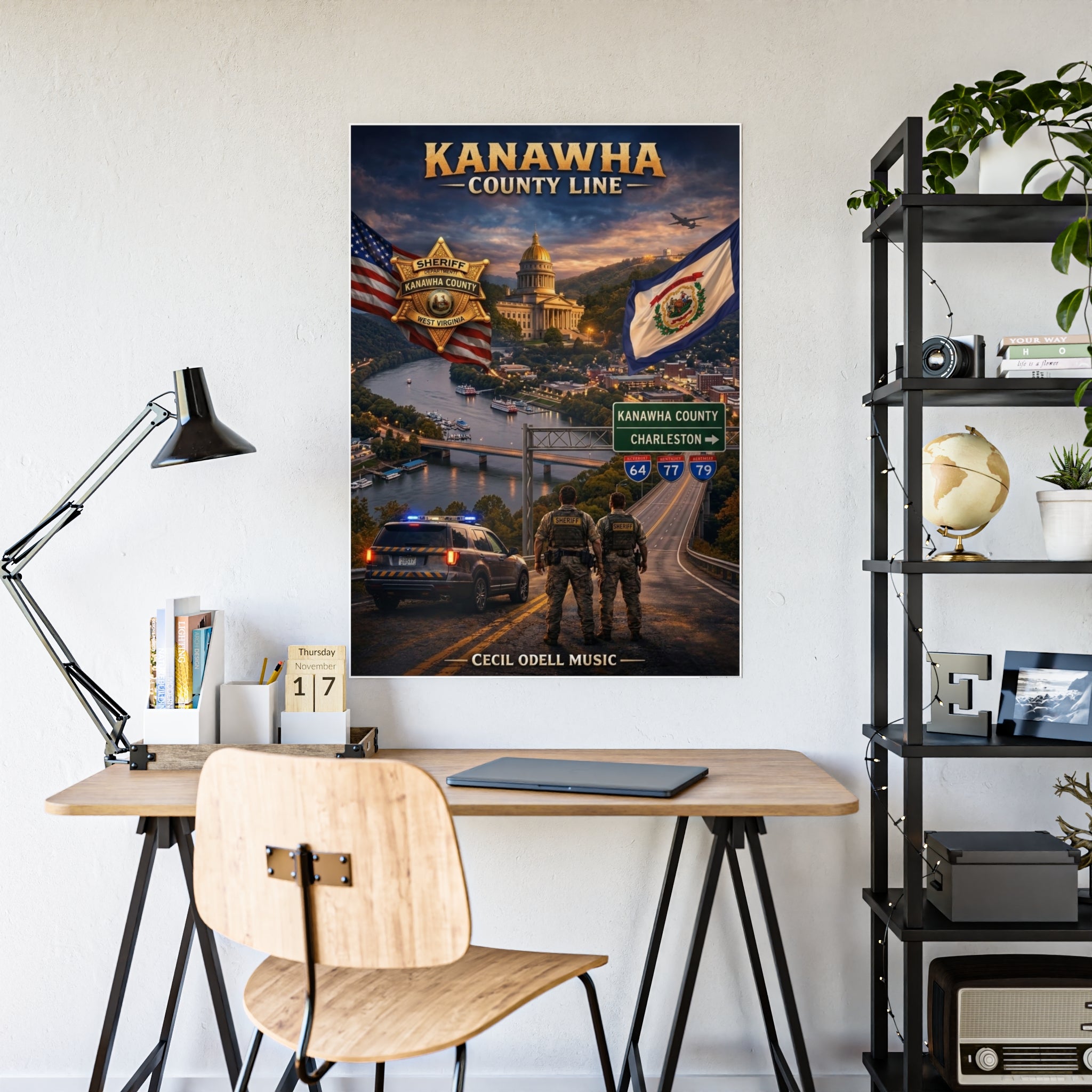 Kanawha County Line Gloss Poster: West Virginia County Pride Wall Art