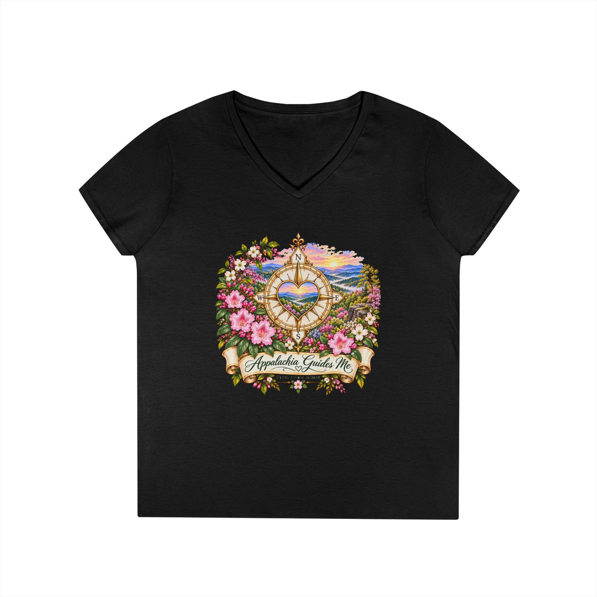 Appalachia Guides Me Floral - Ladies' V-Neck T-Shirt