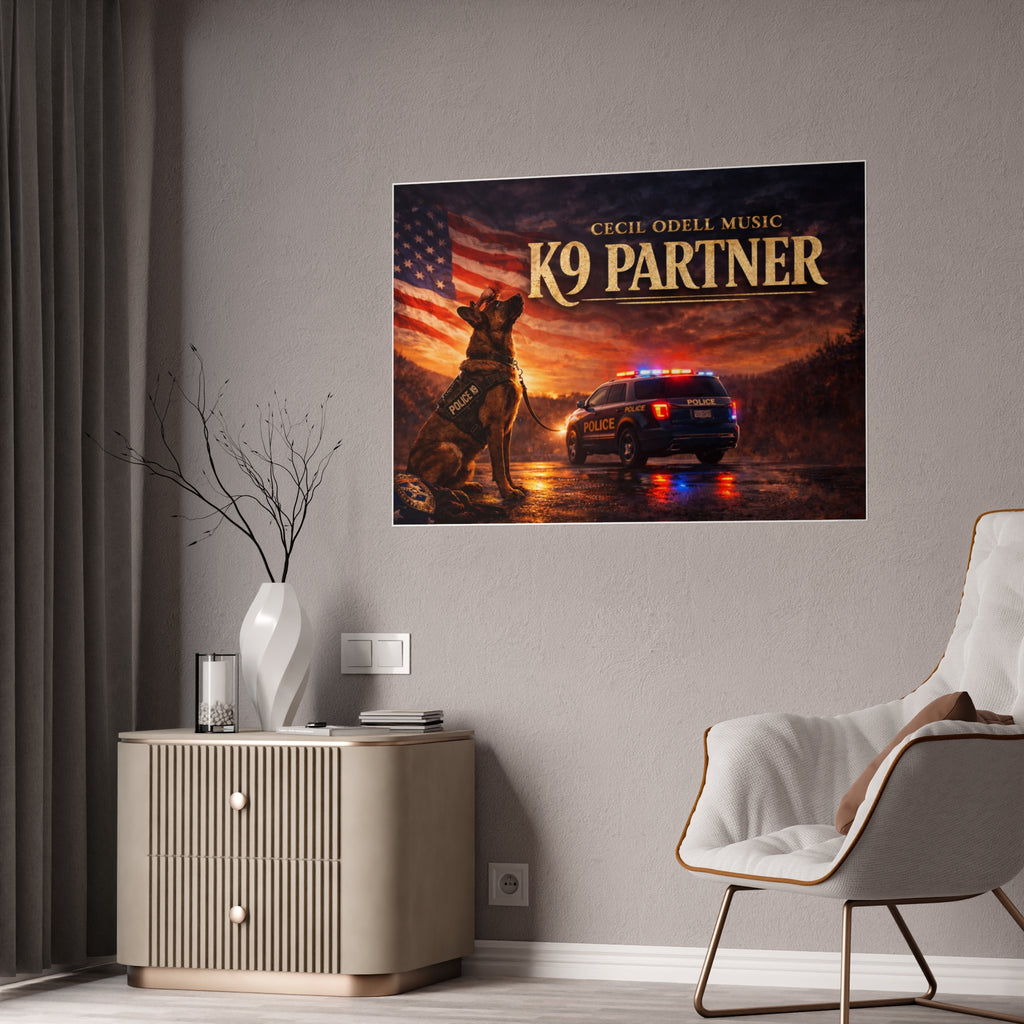 K9 Partner Gloss Poster: Patriotic Police K9 Tribute Wall Art