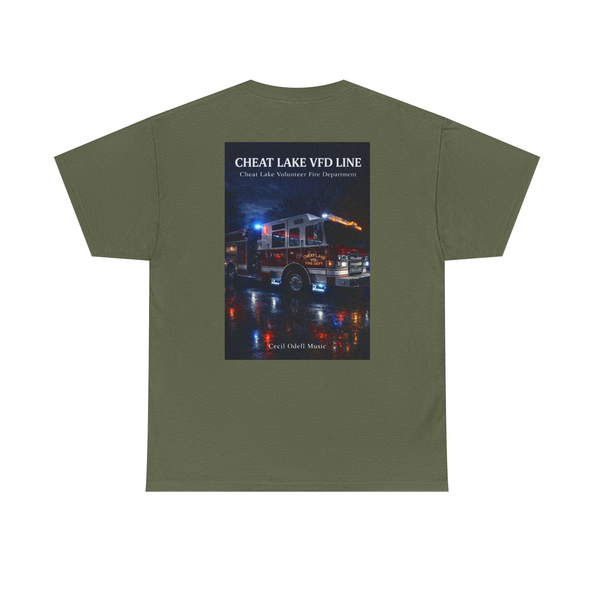 Firetruck Photo Tee: Cheat Lake VFD Line Volunteer Firefighter Shirt