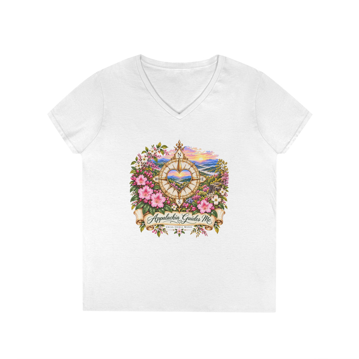 Appalachia Guides Me Floral - Ladies' V-Neck T-Shirt
