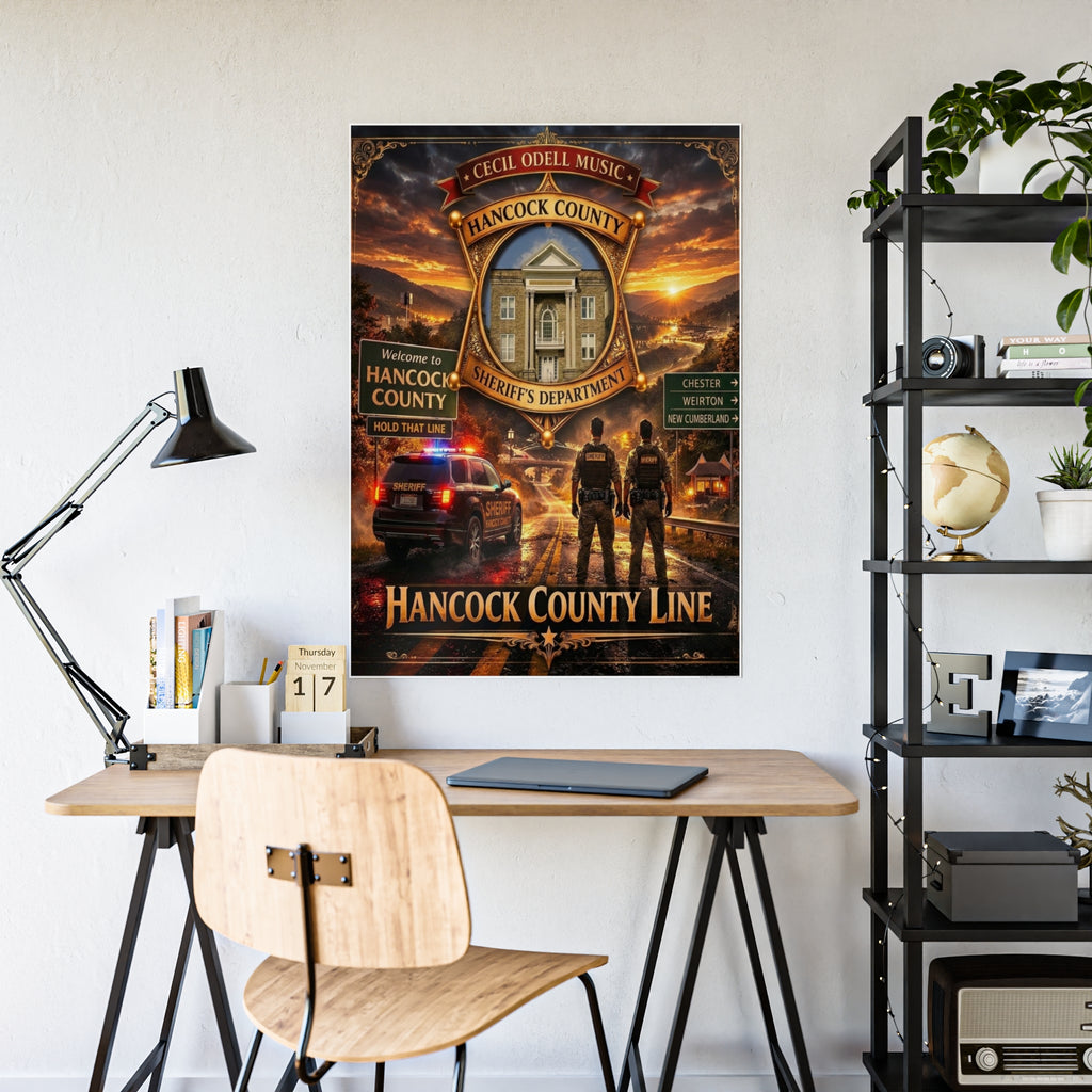 Hancock County Line Gloss Poster: Sheriff’s Department Badge Wall Art
