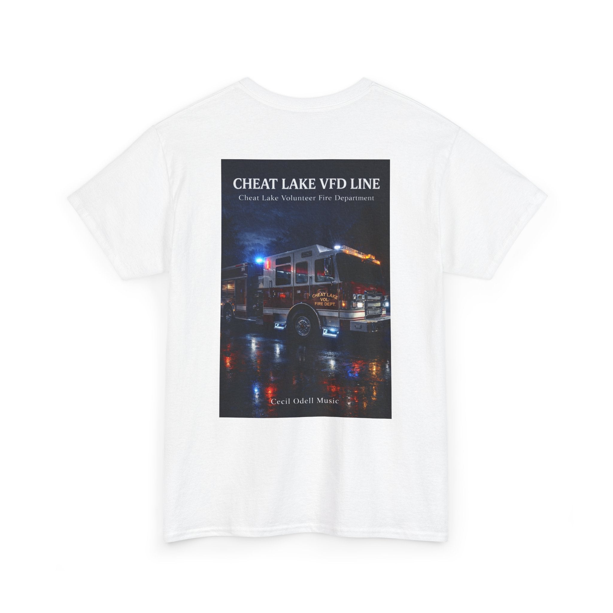 Firetruck Photo Tee: Cheat Lake VFD Line Volunteer Firefighter Shirt