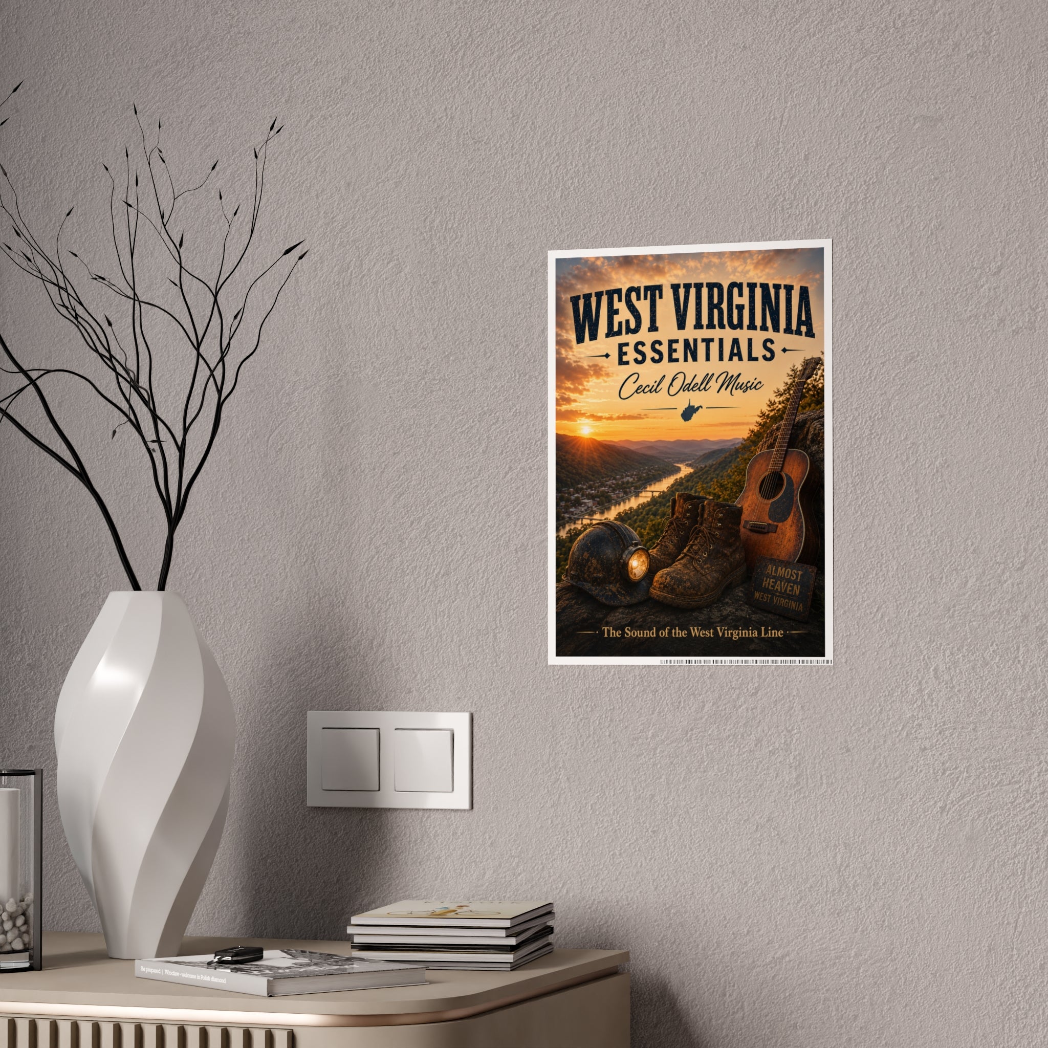 West Virginia Essentials Poster — Rustic Mountain Music Travel Wall Art