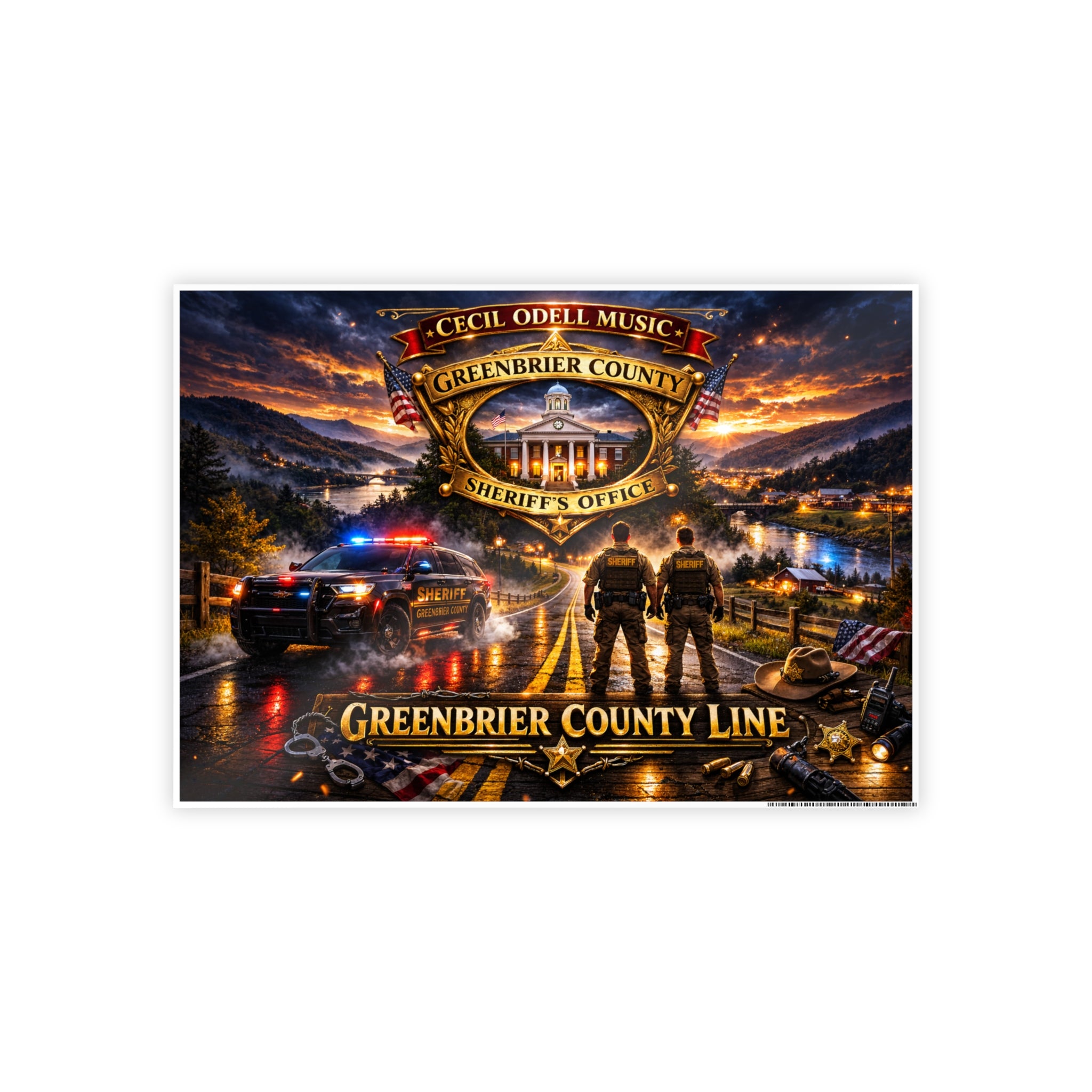 Greenbrier County Sheriff Poster: Gloss Police Tribute Wall Art