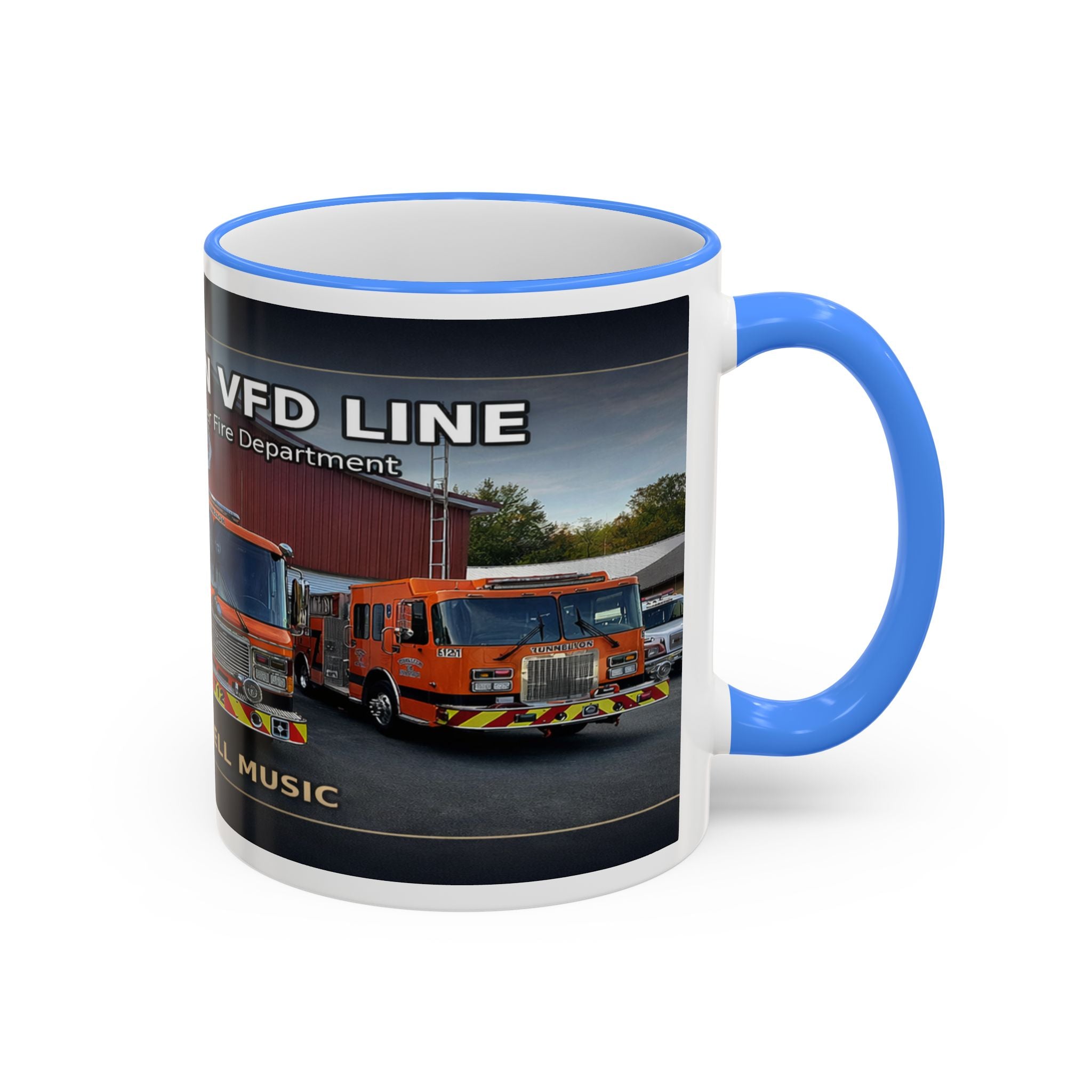 Fire Truck Photo Accent Rim Mug: "Cecil Odell Music" Volunteer Fire Department Tribute (11oz/15oz)