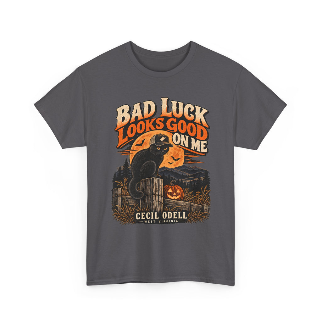 Bad Luck Looks Good on Me Halloween Tee | Cecil Odell
